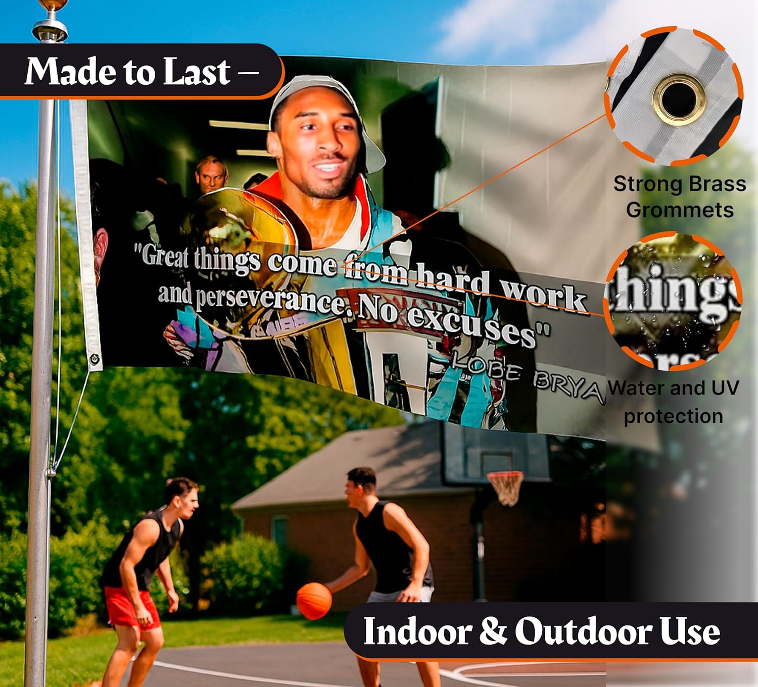 3x5 Ft Kobe Polyester Flag with 2 Grommets - Basketball Tapestry Sports Single Sided Flags - Inspirational Posters Wall Art for Bedroom or Living Room - Funny Man Cave Sports Poster - Motiv Banners - Image 4