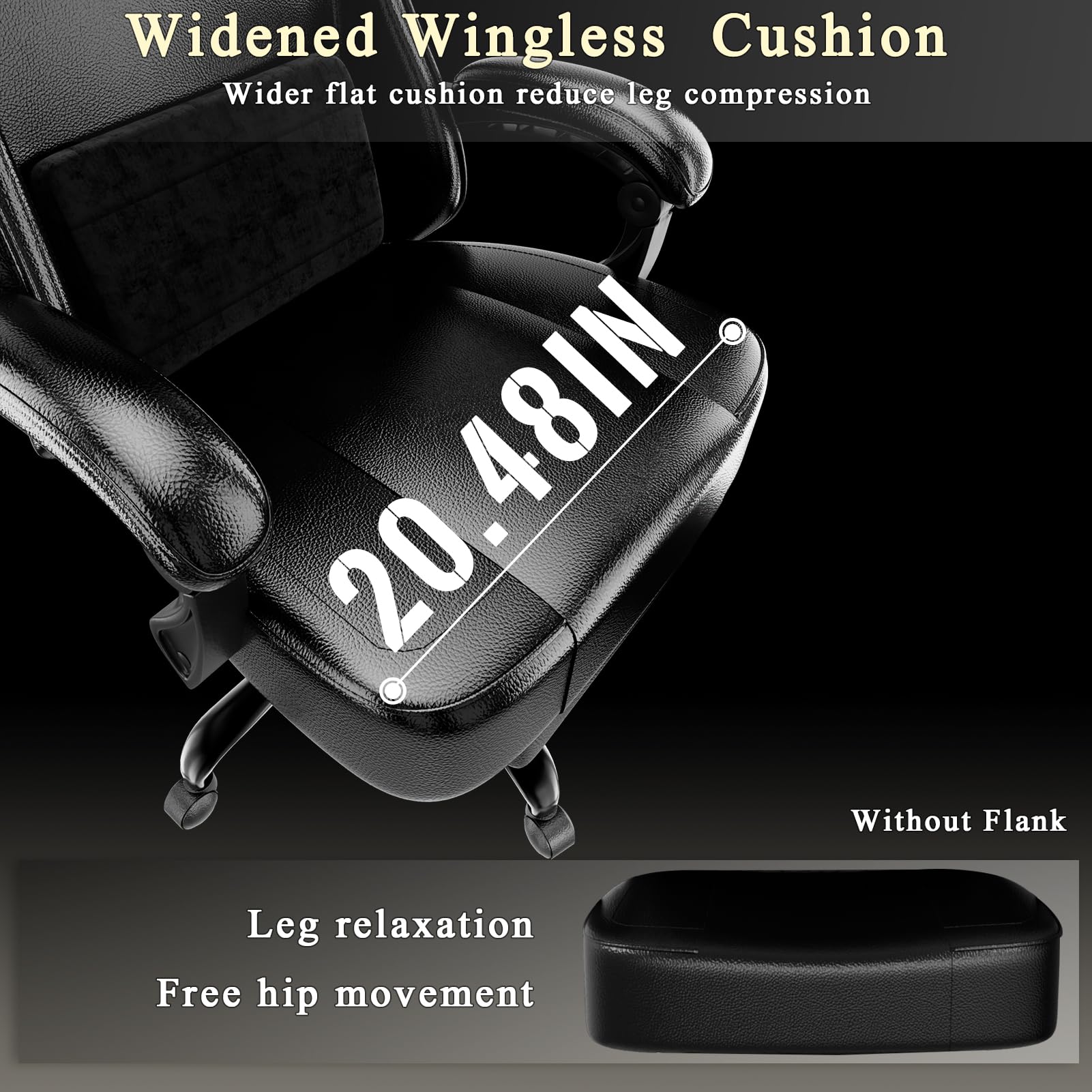 Chaise Gaming pour Adulte, Chaise de Bureau Ergonomique avec Dossier réglable, Fauteuil Gaming avec Appui-tête et Soutien Lombaire, Siege Gaming Rotatif avec Accoudoir (Noir Profond)