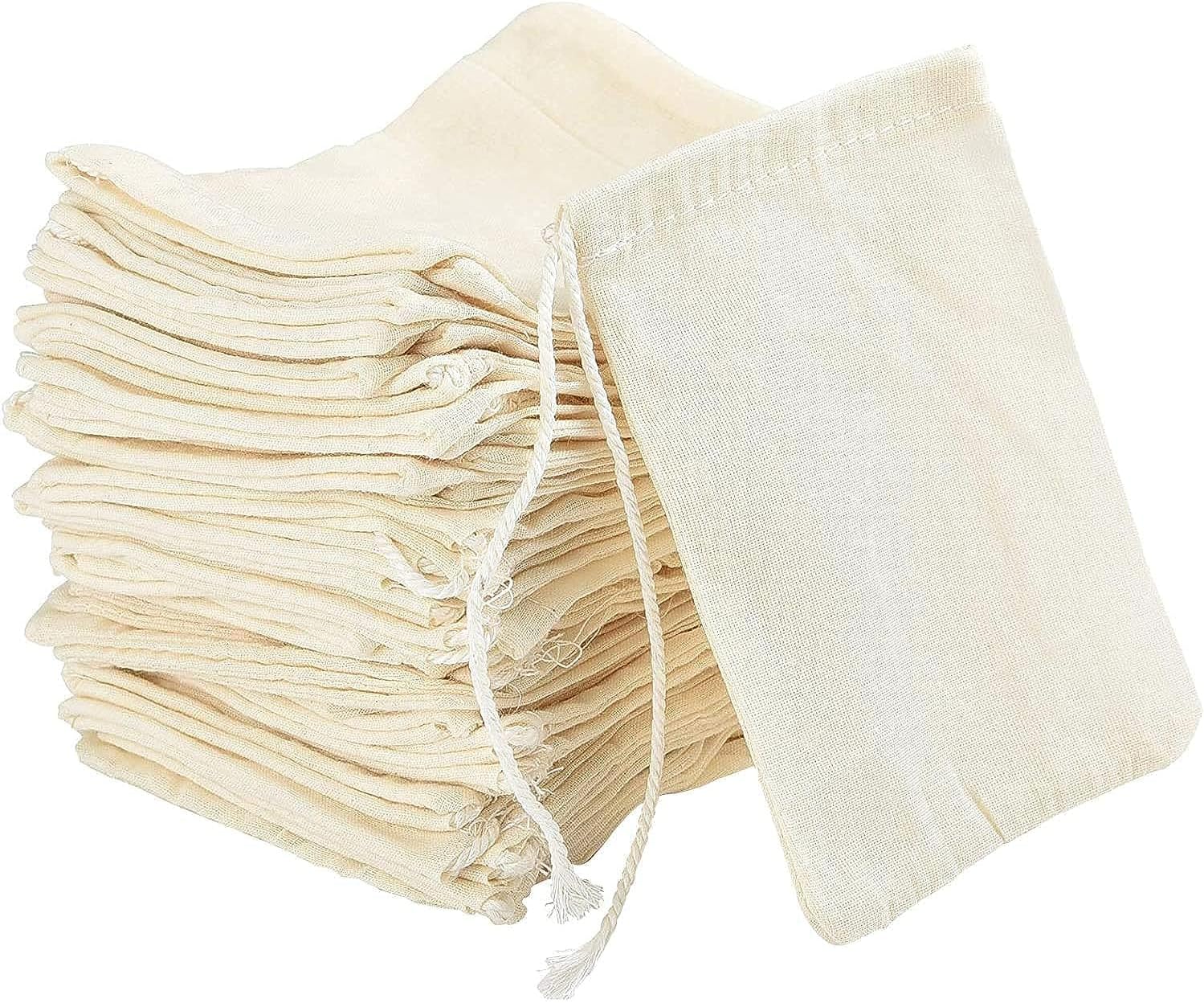 Sulfar 50Pcs Cotton Muslin Bags, Eco-friendly Drawstring Bags for Reusable Sachet, Crafts, Teas, Spices, Soaps, Jewellery, Crafts, Parties, Decor & Favour Gifts for Home Supplies (3.1 by 3.9 inches)