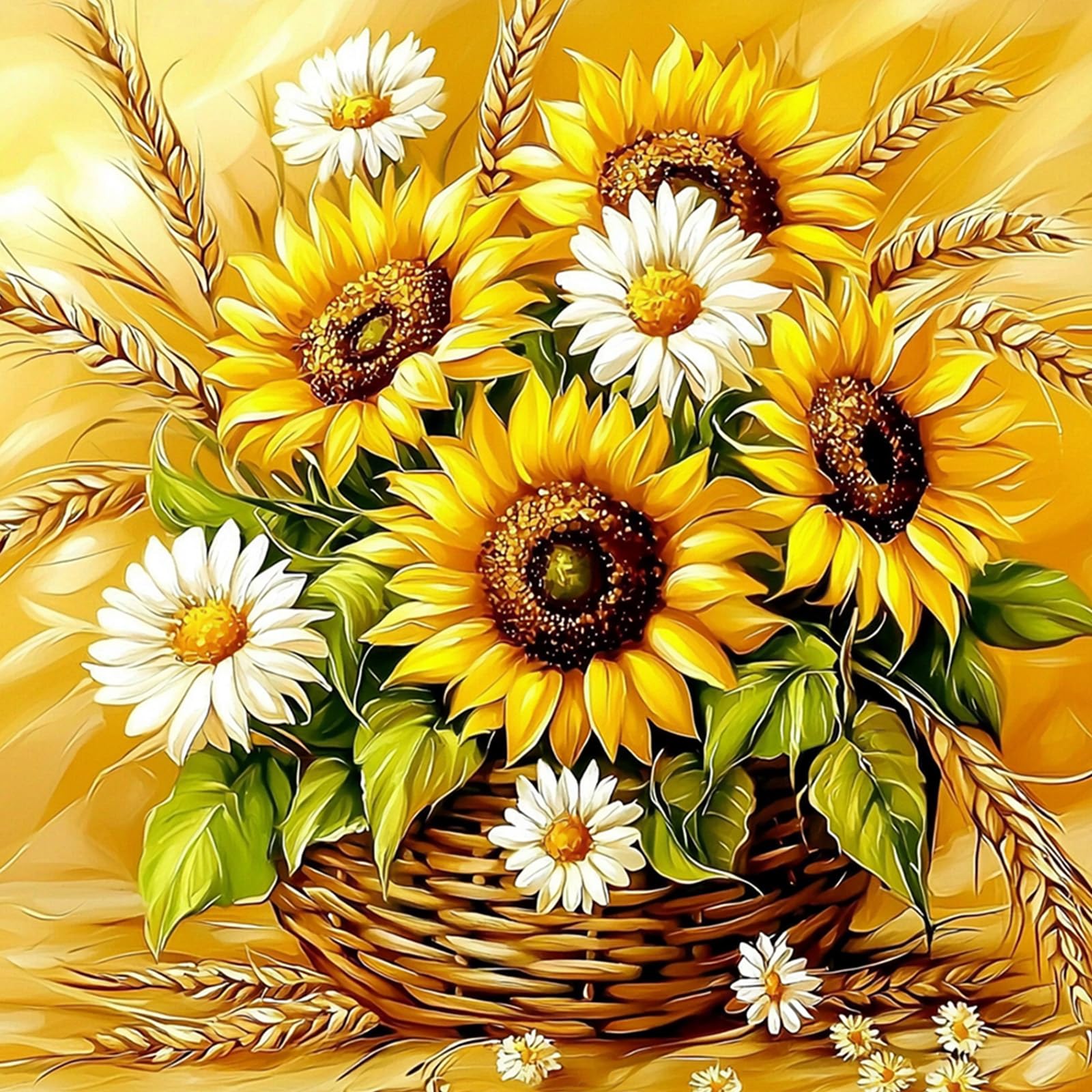 MAXBYE Sunflower Diamond Painting Kits, Diamond Art Kits for Adults, 5D DIY Flower Gem Art Cross Stitch for Beginner, Diamond Painting Full Drill Crystal Craft Gifts Home Wall Decor 30x30cm