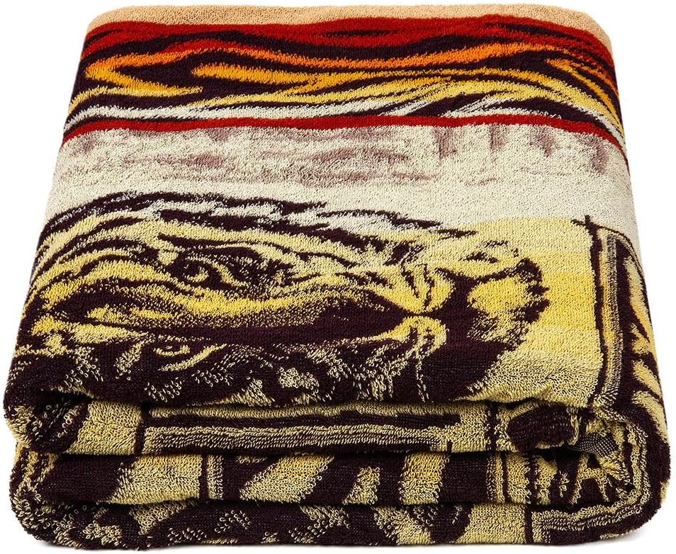 100% Cotton Throw Blanket for Couch Sofa or Bed All Season Terry Blankets & Throws, Lightweight & Breathable Cotton Blanket, Picnic Rug, Terry Bed Sheet (Tiger)