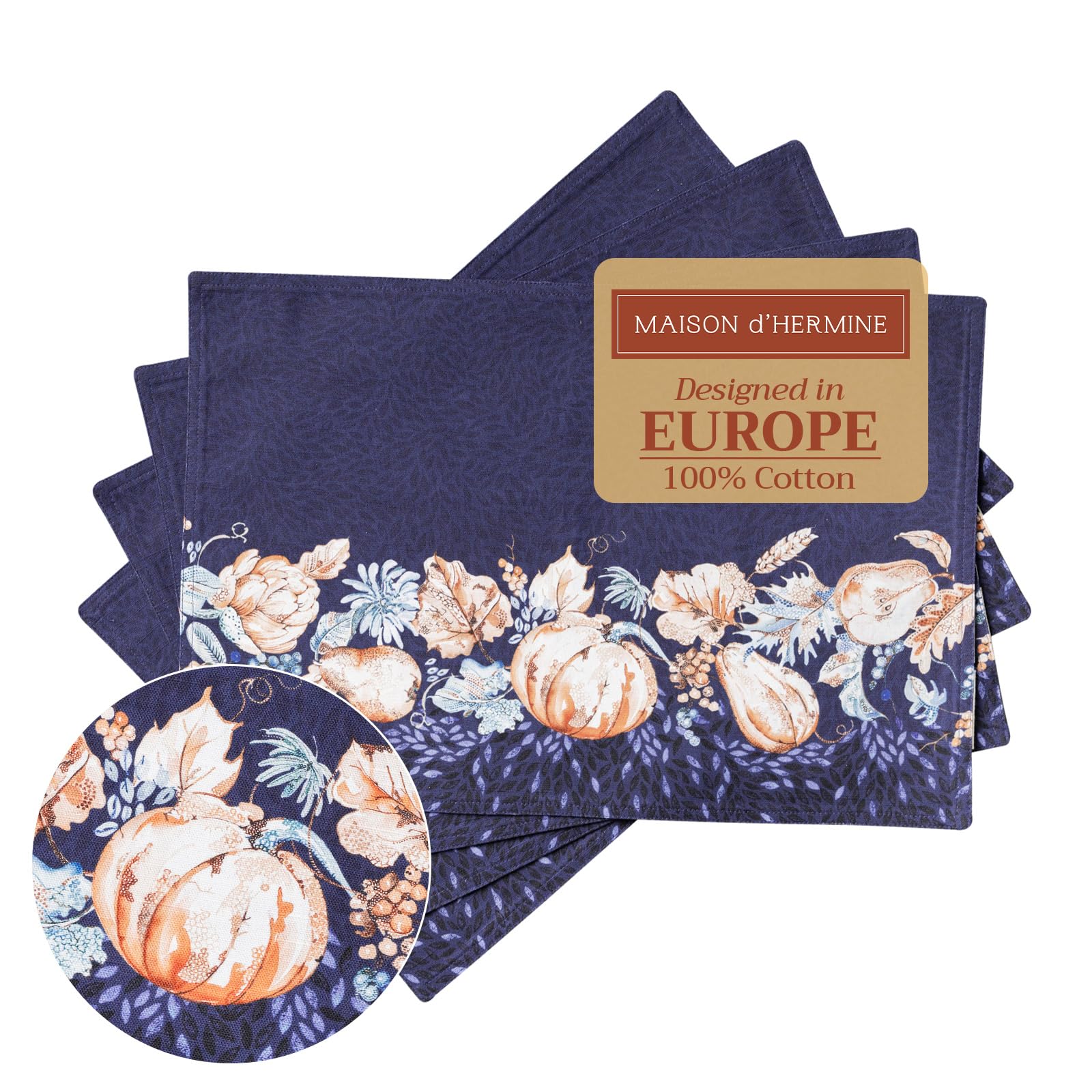 Maison d' Hermine Placemats Set of 4 Reusable 100% Cotton (33 CM x 48 CM)