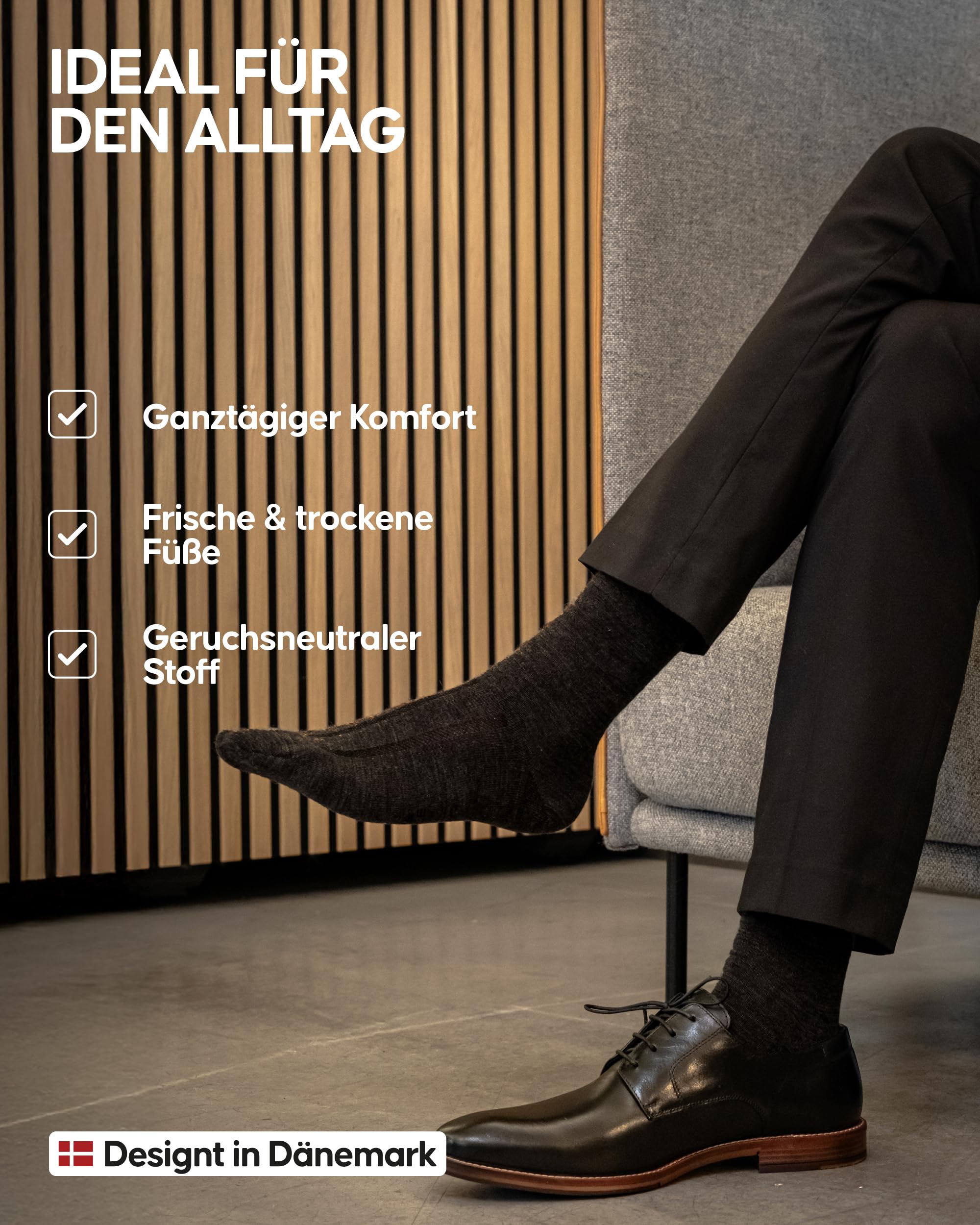 DANISH ENDURANCE Premium Merino Socken, Business Socken, Atmungsaktive Socken, Socken Merinowolle, Anti-Blasen, Herren & Damen, 3 oder 5 Paar