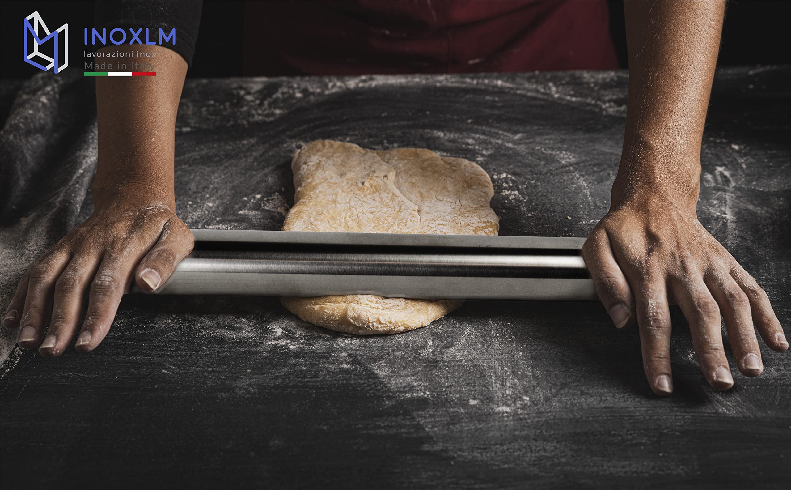 INOXLM Mattarello in acciaio inox per pasta di zucchero impasti cucina pane pizza dolci torte (Senza Custodia)
