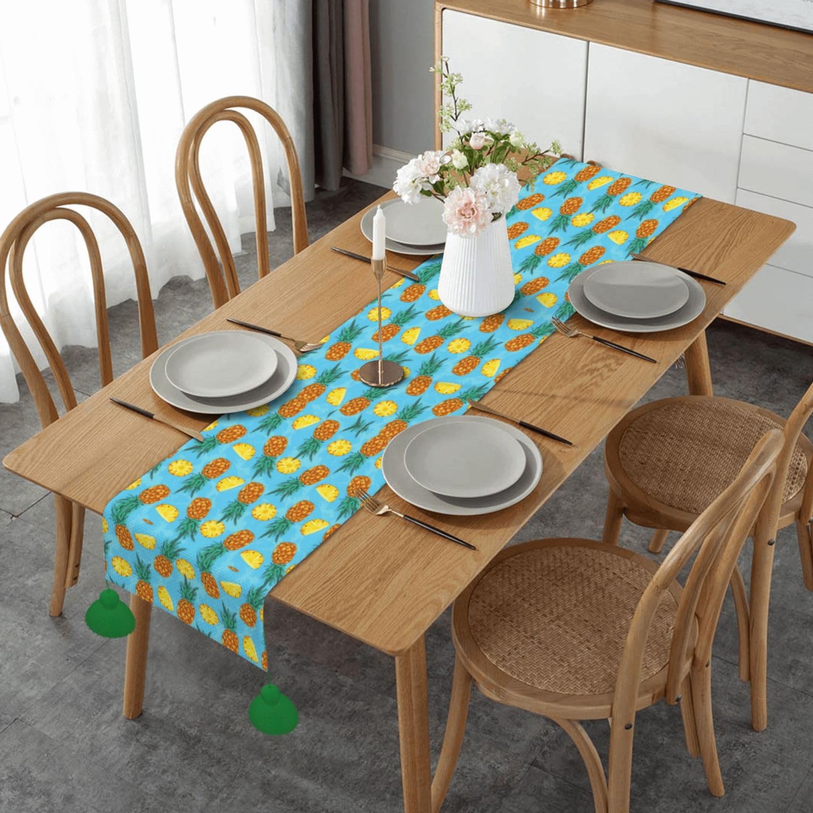 Chemin de table ananas frais pour relooker une table basse ou un repas de ferme