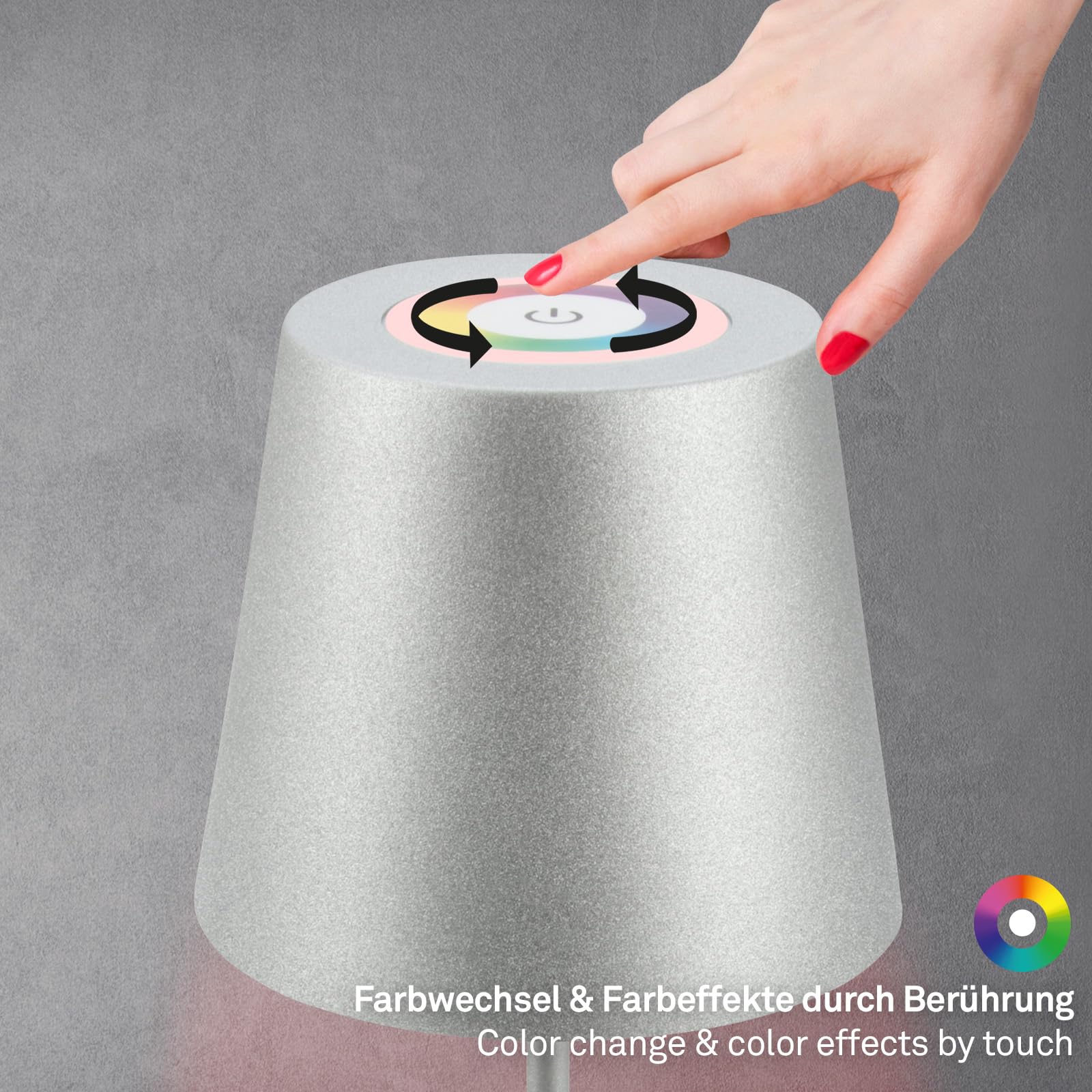 Lampada Da Tavolo LED Briloner Senza Fili - Touch Dimmerabile, USB-C, IP44, Regolabile, Beige - Foto 5