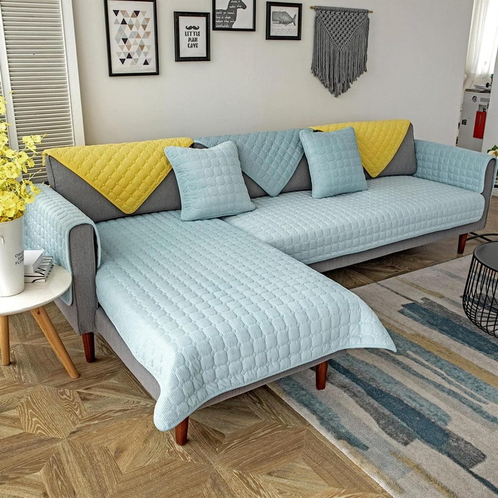 uyeoco Couch Sofa Covers Sectional L Shape Sofa Cover 3 2 4 1 Seater Non-Slip Velvet Quilted Soft Sofa Slipcover Washable Furniture Protector for Dogs, Children (Color : #15, Size : 70x210cm)