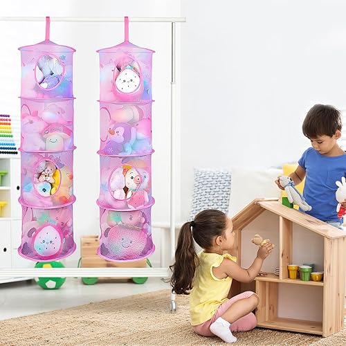 Miniatura 3 de Basumee Red de animales de peluche o hamaca, 2 piezas, almacenamiento de animales de peluche, hamaca de red para animales de peluche, hamaca de