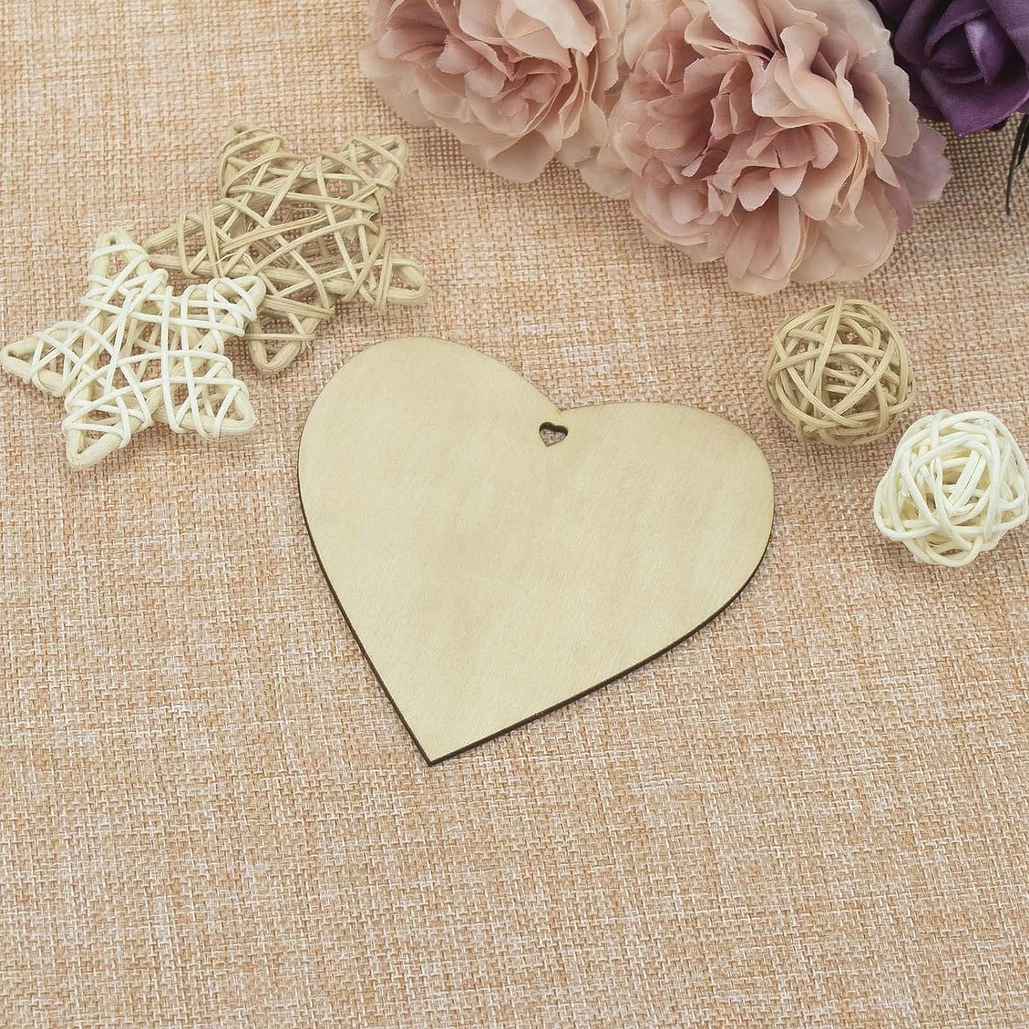 Changrobe Heart MDF Pine Wood 2 inch -2.5 mm Thick Wood Hearts for Crafts, Unfinished Wooden Heart Cutouts, Heart Wood Slices Board for Resin Art, Mandala Art, Pyrography, Painting (Set of 50) 1