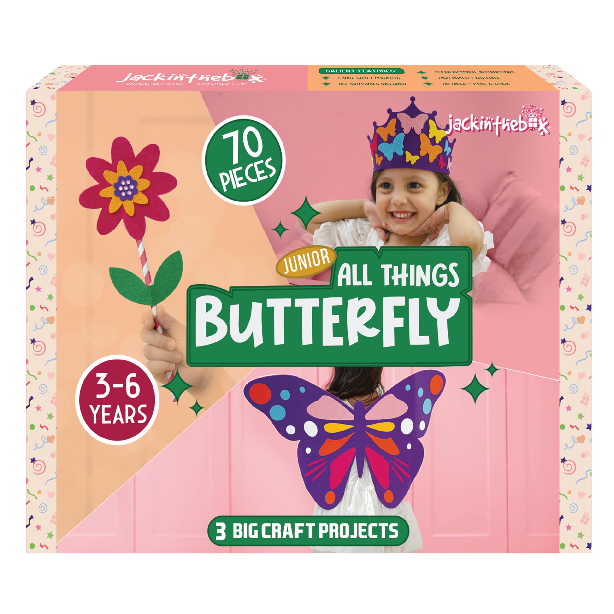 jackinthebox Butterflies Costume Craft kit for 3 to 5 Year olds, 3 Craft Projects, No Mess Art for Kids, Craft Kits & Supplies, DIY Creative Activity, Great Gifts for Girls Ages 3 4 5... (B0917PLG96) Amazon Price History, Amazon Price Tracker