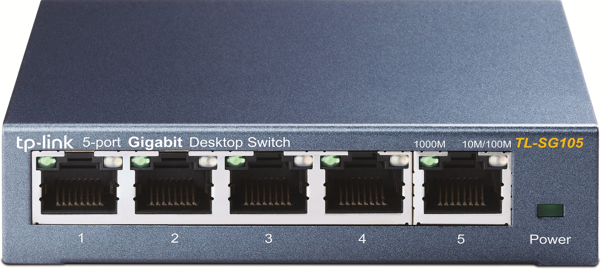 Famatel 71502A Selbstklebender Kabelkanal | weiß & TP-Link TL-SG105 5-Ports Gigabit Netzwerk Switch (bis 2000 MBit/s im Vollduplexmodus, geschirmte RJ-45 Ports, Metallgehäuse) blau metallic