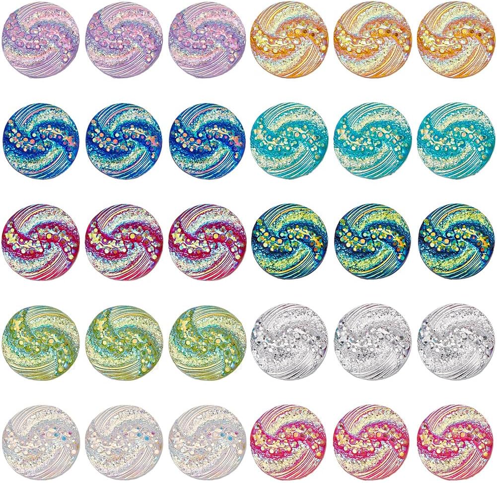 SUNNYCLUE 1 Box 150PCS 12mm Round Flat Back Cabochons Resin Dome Cabochons Faux Druzy Cameo Shinny Scrapbooks Embellishment Cabochon Bulk for Bezel Trays Jewelry Making Bracelet Necklace Craft DIY