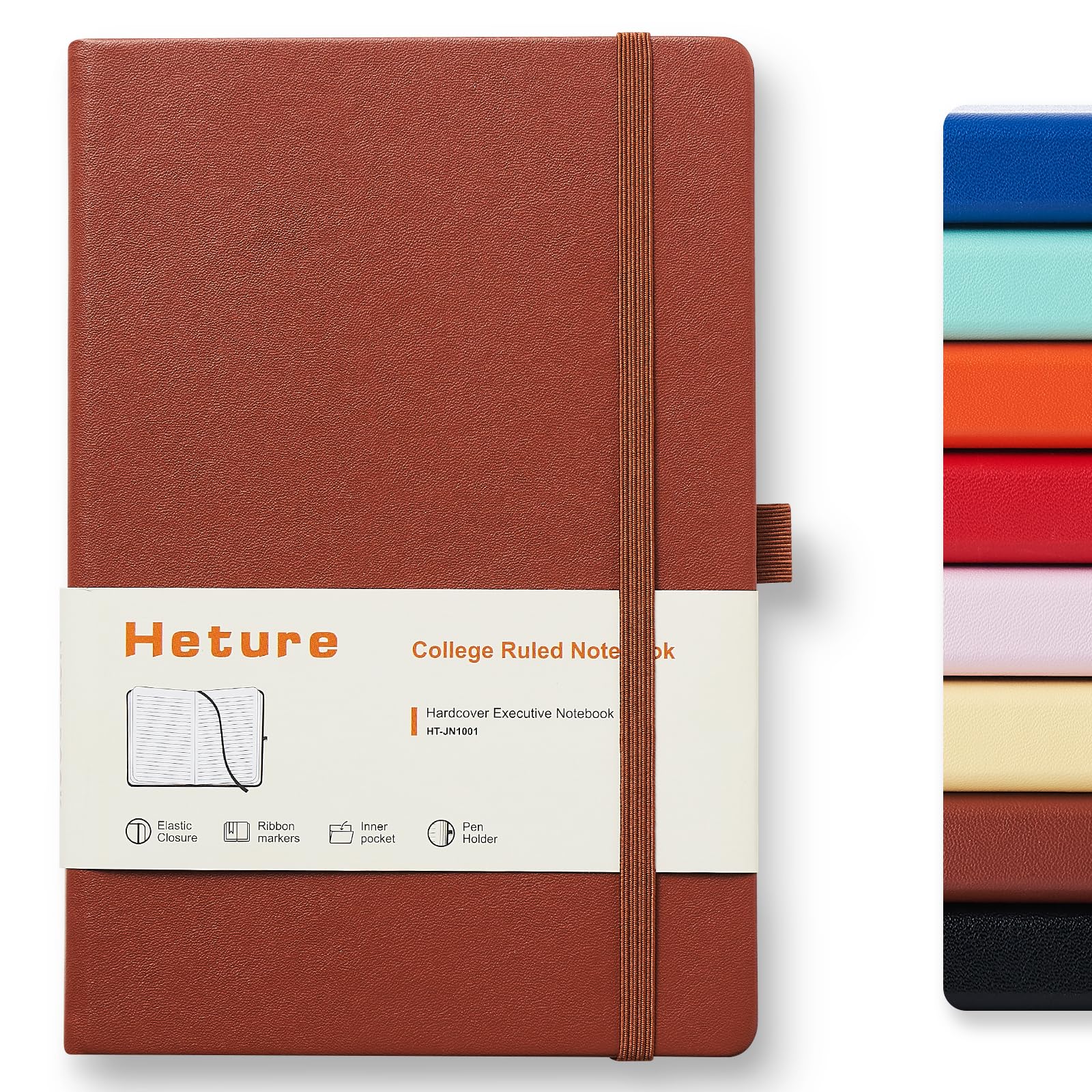 Heture Hardcover Notebooks, A5 Lined Journals Notebook for Writing 160 Pages, 8.2 x 5.5 inch, Classic Ruled Notebooks for College/Work/Travel(Brown 1