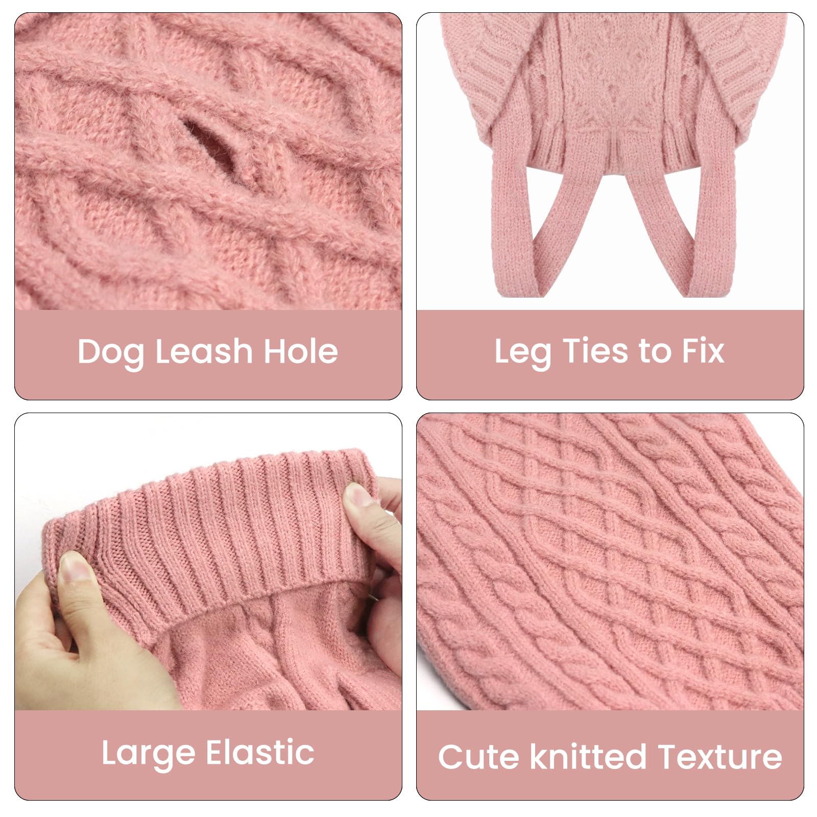 LiebeDD Maglioncino Cane Taglia Piccola - Classico Maglione Cane Caldo Lavoro a Maglia Cane con Foro per Guinzaglio, Maglioncino per Cani Mini Bassotto Barboncino (Rosa S)