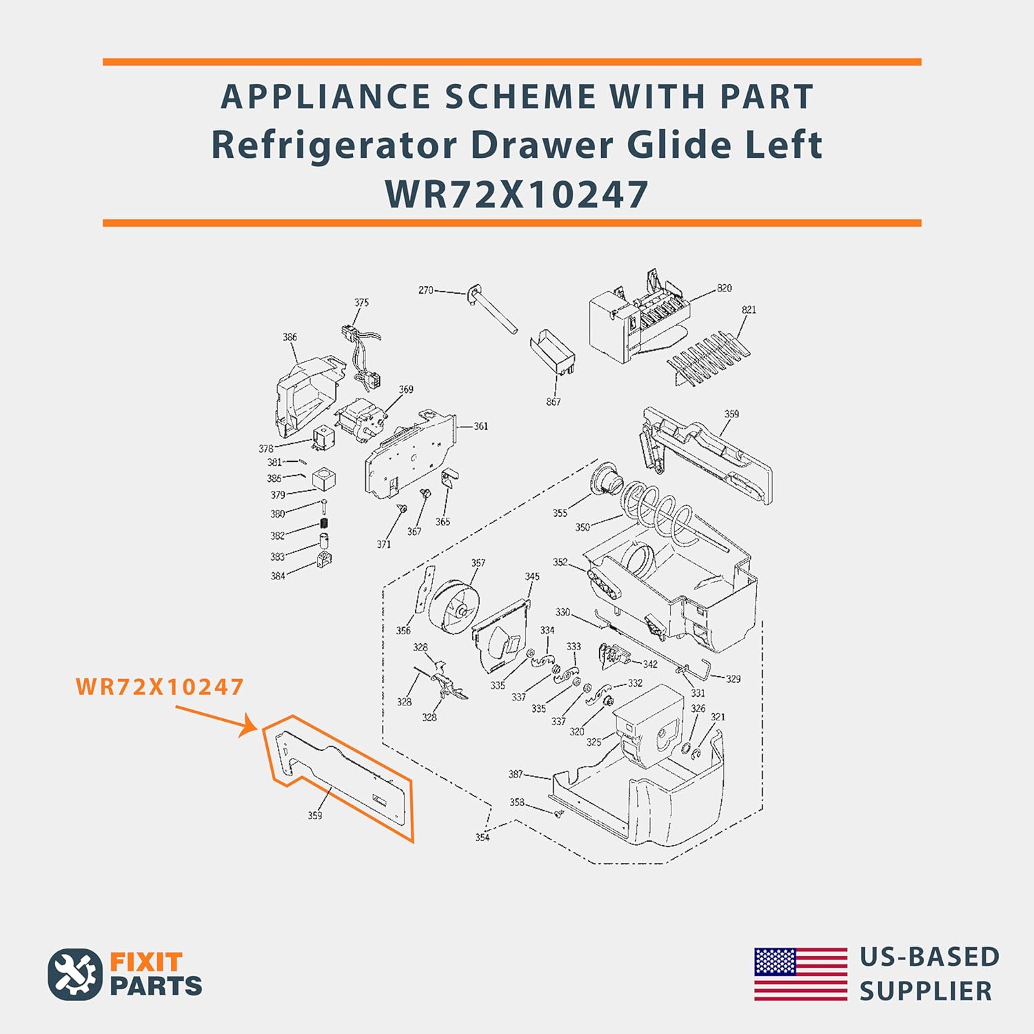 US-Based Supplier – WR72X10247 Genuine OEM Refrigerator Drawer Glide Left - Compatible with GE Hotpoint Refrigerators