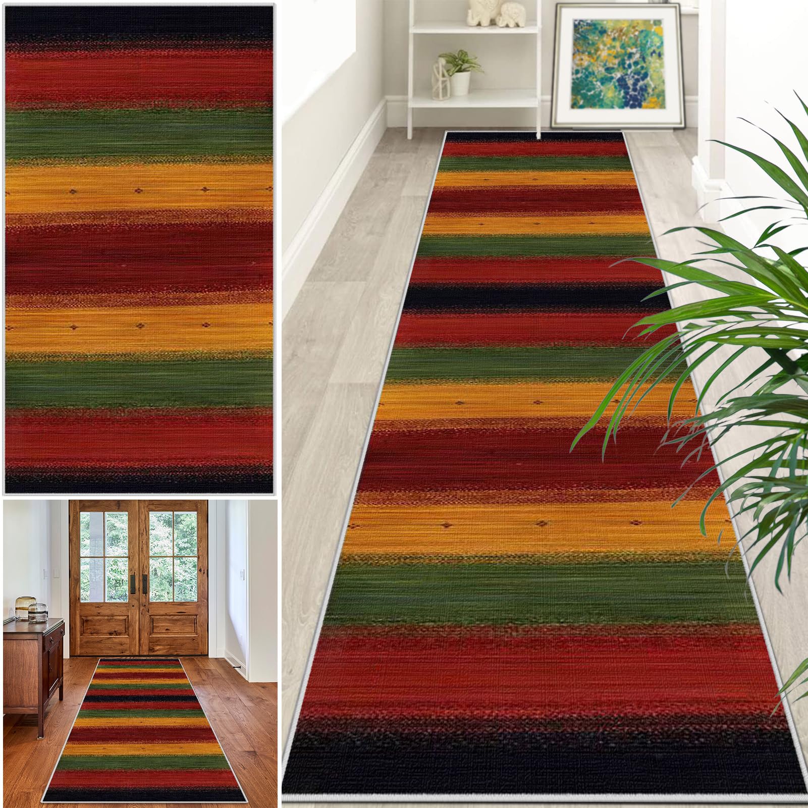 Teppich Läufer Flur Lang Küchenläufer 120 x 450 cm Teppichläufer für Küche Wohnraum Bettvorleger Schlafzimmer Küchenteppich Waschbar rutschfest Schmutzfangmatte Flurteppich auf Maß Meterware