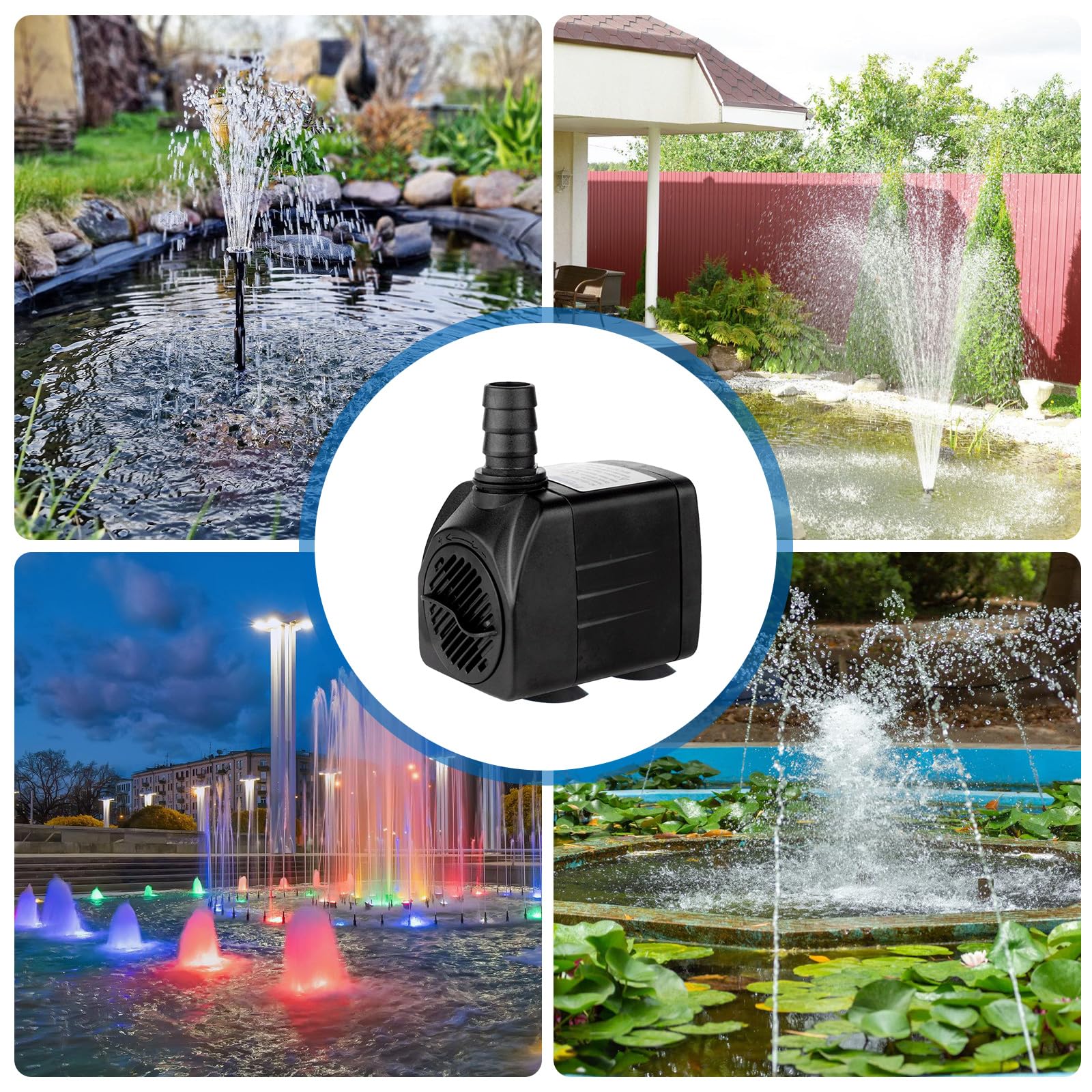 Pompe de fontaine extérieure, 25W 2000L/H Pompe pour étang, pompe de fontaine avec filtre, petite pompe de fontaine avec lumière, pompes d’étang, pompe d’étang, pompe à eau pour aquarium pour bassin d