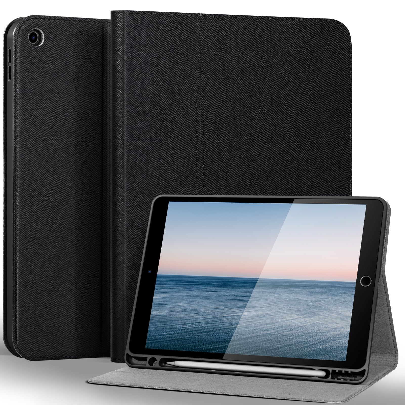 Gexmil Leather Case for iPad 10.2 Inch, 9th/8th/7th Gen 2021/2020/2019,Premium Cowhide Folio Cover with Pencil Holder, Auto Wake/Sleep,Adjustable