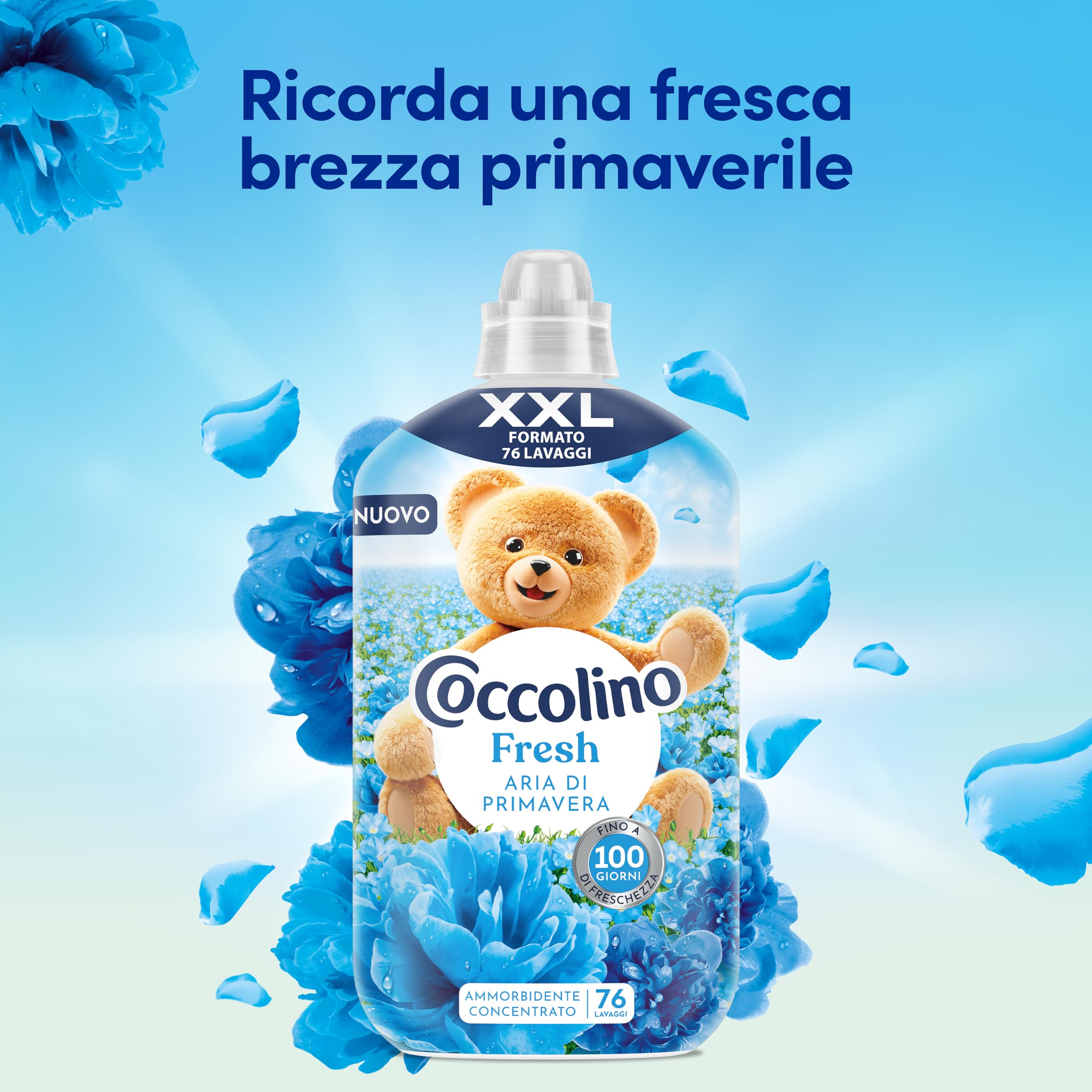 Coccolino Ammorbidente Concentrato Aria di Primavera, Ammorbidente Lavatrice con Tecnologia Stay Fresh, con Note Fruttate, Rosa, e Sandalo, Formato XXL Fino a 456 Lavaggi, 6 Pezzi da 1750 ml