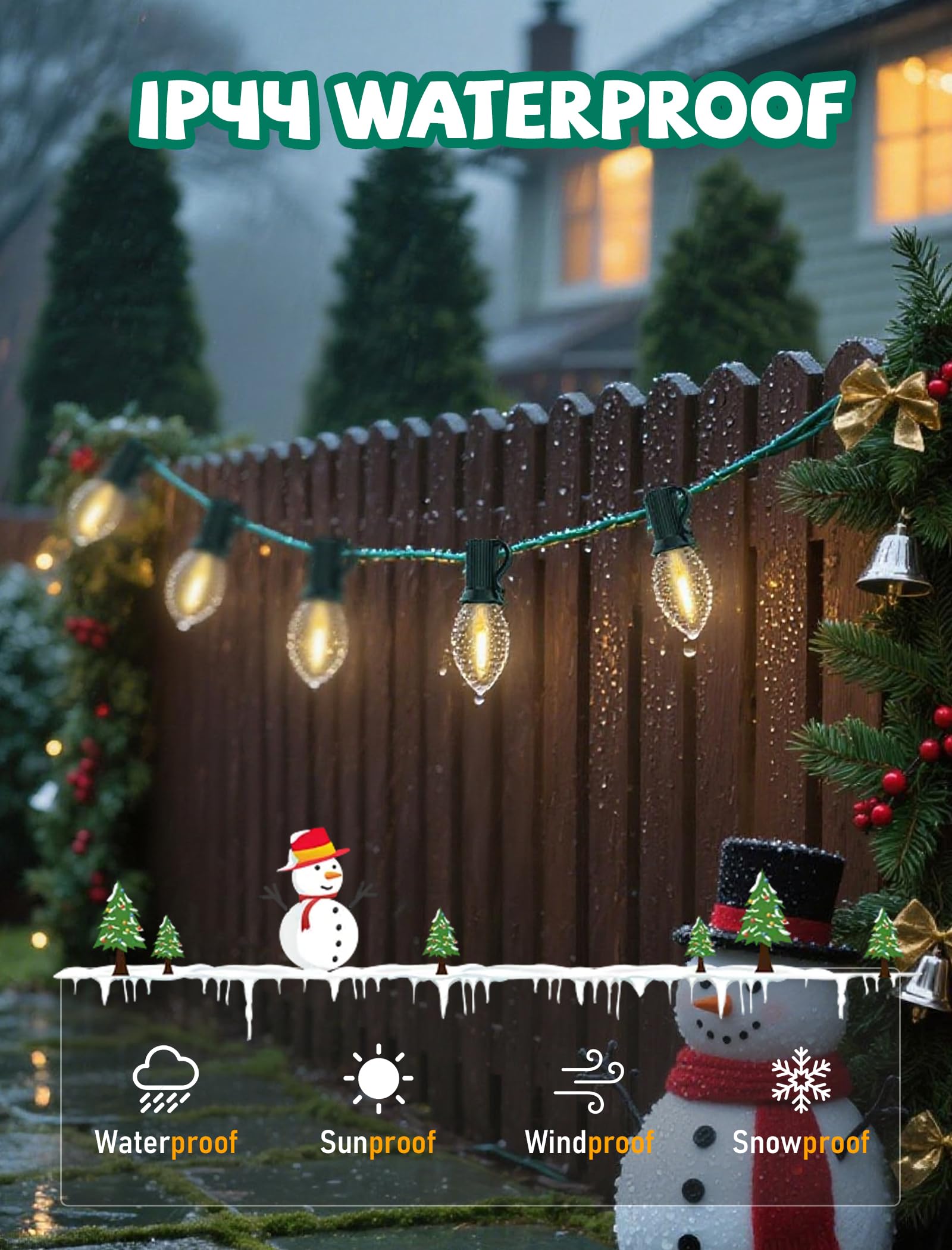 25 Pack C7 LED Warm White Christmas Light Bulbs E12 LED Replacement Bulbs for Indoor Outdoor Christmas String — view 3