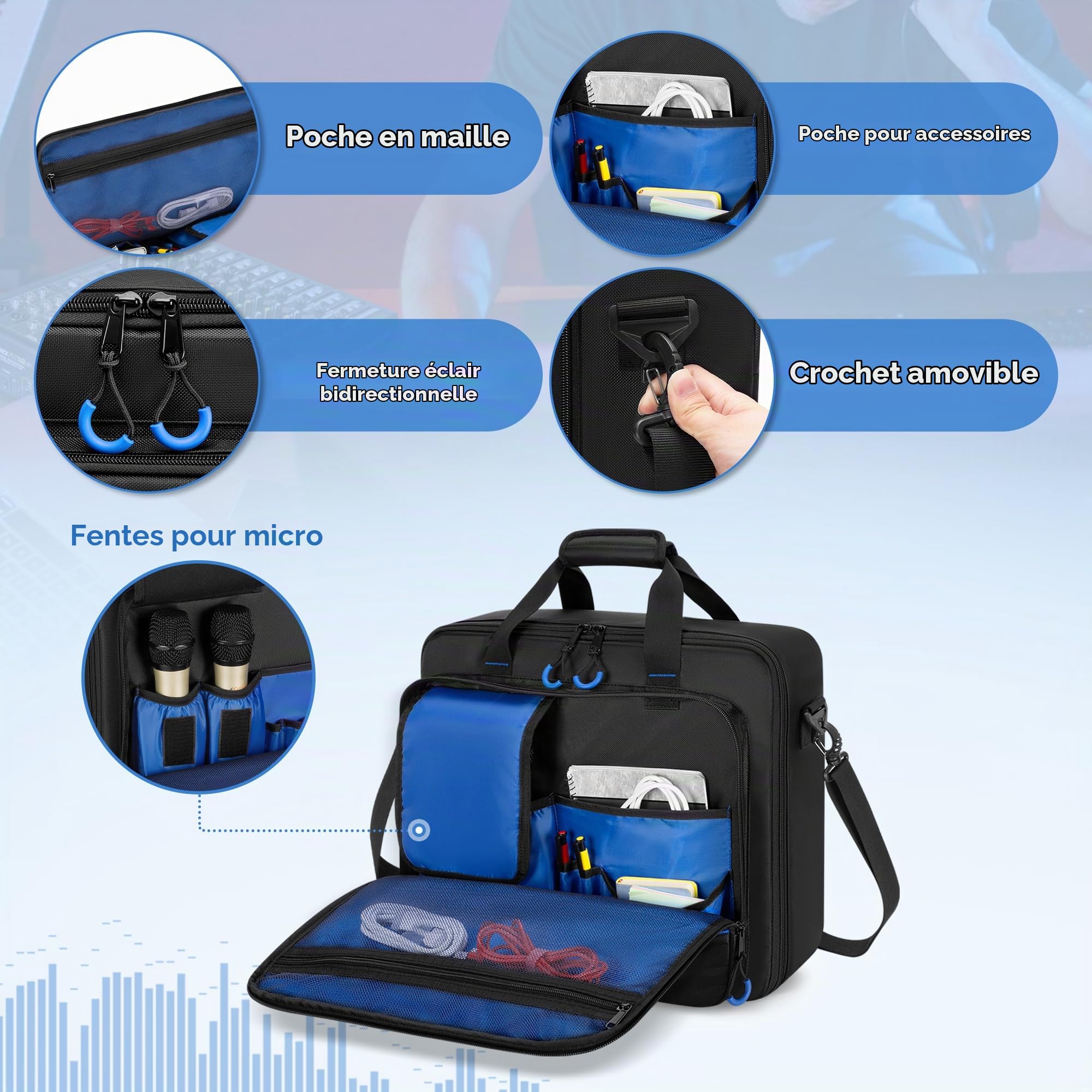 PGmoon Sac pour Mixeur Audio Compatible avec Mackie ProFX12v3/ProFX10v3 | Sac de DJ Mixeur avec Rembourrage Épais pour Équipement et Accessoire, Noir