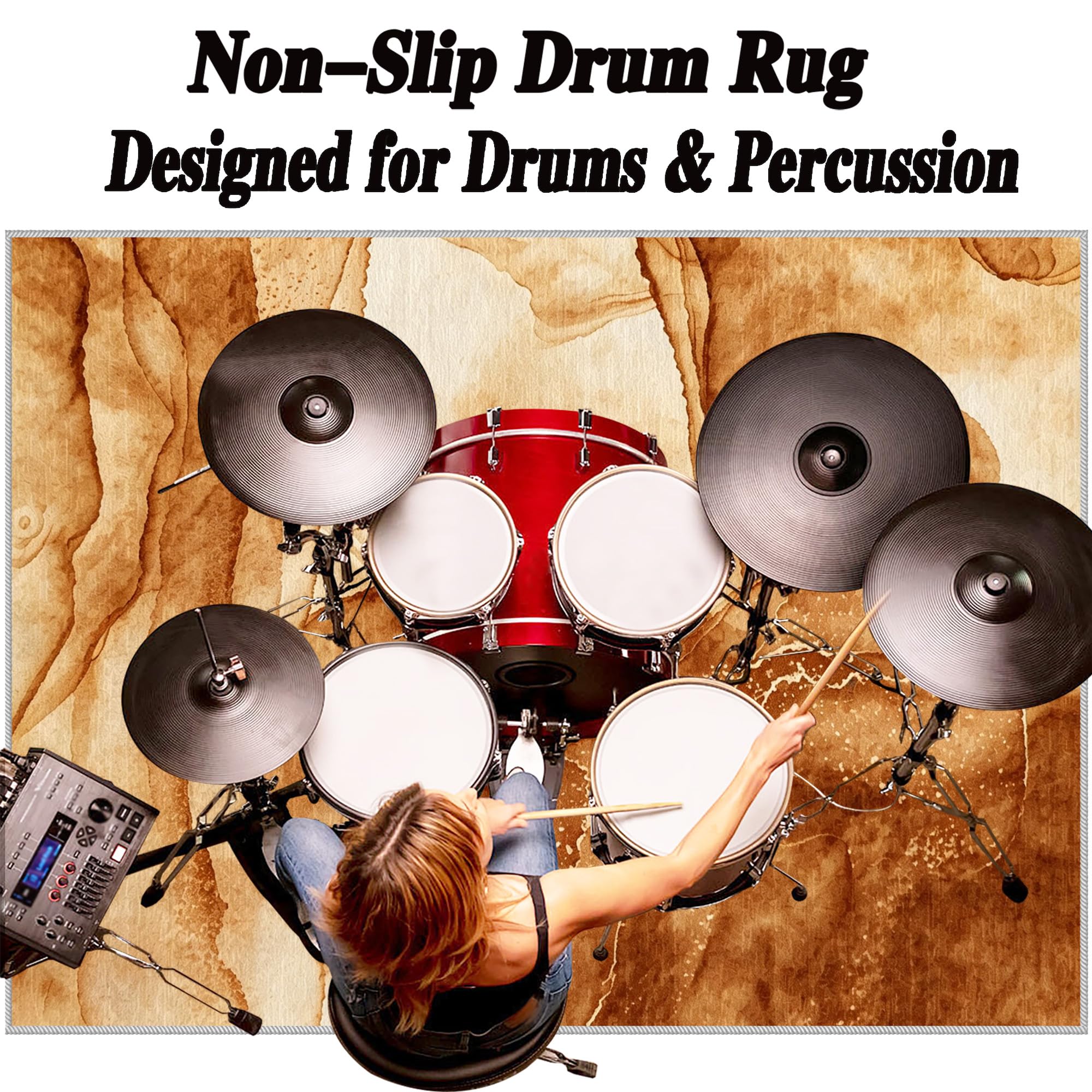 Tappeto per Batteria Acustica Tappeto a Tamburo Tappeti Antiscivolo Insonorizzato Tappeto Drum Coperta per Batteria Elettroniche Rullante Grancassa Strumenti Musicali Tappeto Batteria 230 x 180 cm