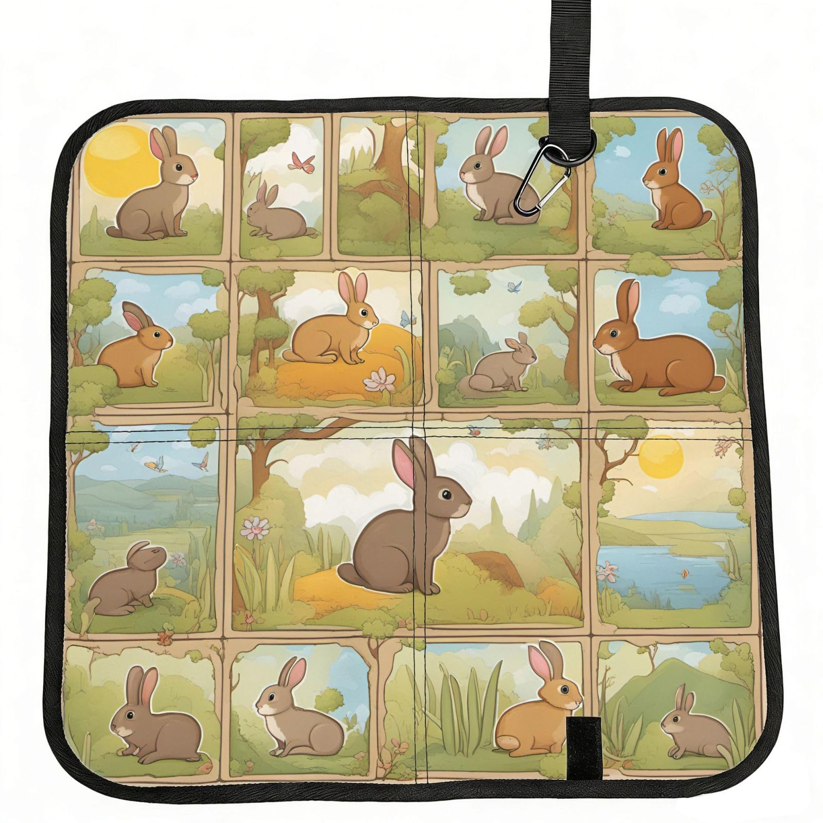 AYYQWE Cartoon Cute Animals Rabbit Print Foldable Seat Cushion Portable Chair Pad Office Commuting Picnic Camping Outdoor