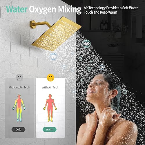 Miniatura 128 de SR SUN RISE Sistema de ducha negro mate de 12 pulgadas, latón de 12 pulgadas, mezclador de lluvia de lujo, conjunto combinado de ducha montado