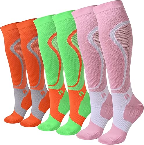 COOVAN Calcetines de compresión para hombres y mujeres de 20 a 30 mmHg, medias de compresión altas para correr