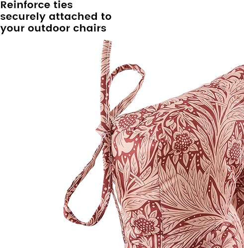 Miniatura 4 de ARTPLAN Cojines para silla de exterior y respaldo bajo, 40 x 20 x 4 pulgadas, cojín de mimbre grueso copetudo para patio exterior con lazos para