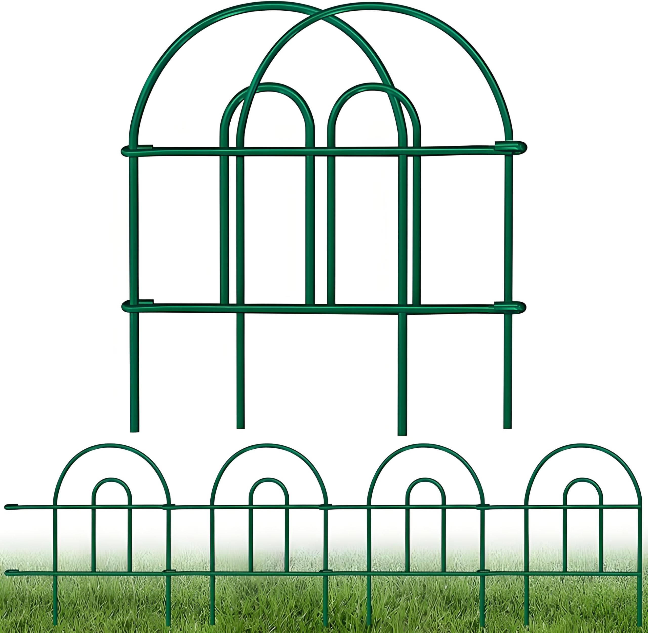 Amagabeli Garden Home Decorative Garden Fence 35PCS 46cmX1524cm Metal Rustproof Iron Landscape Wire Folding Fencing Ornamental Panel Border Edge Section Edging Patio Flower Bed Animal Green DA1492