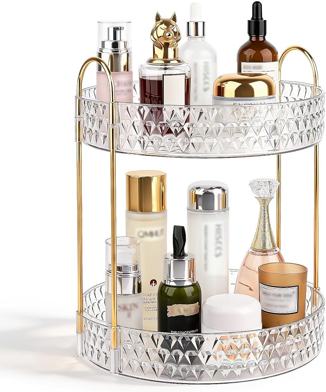 Organizador giratório transparente de maquiagem e perfumes Anyoifax, 2 níveis