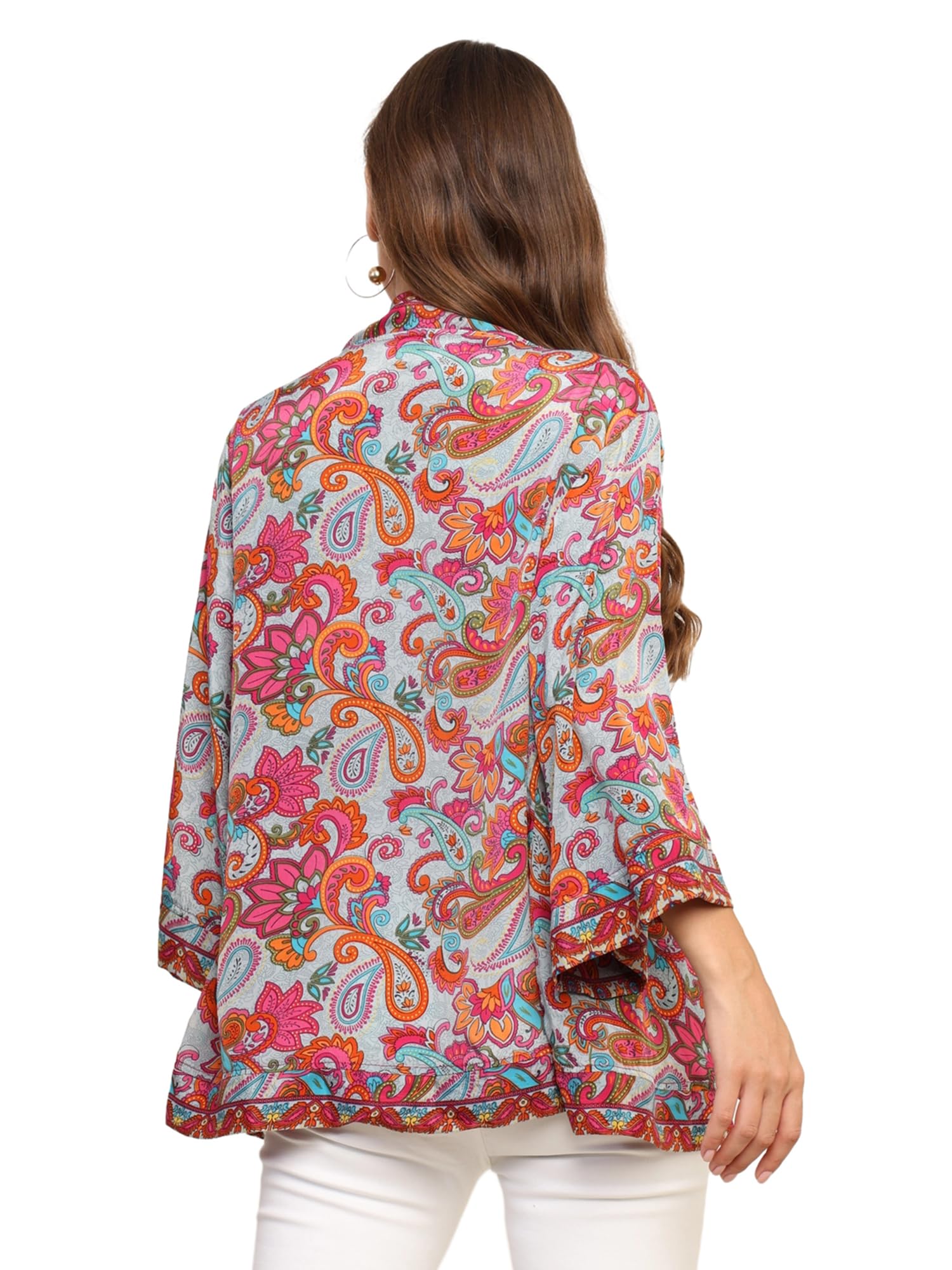 KE KANHA EXPORTS Women Shrug|Shrugs for Women Stylish|Cardigan |Boho Beach Cover Up|Border Print|Easily fits S-M-L|Bust 30-42 Inches|Length 28 Inches 3