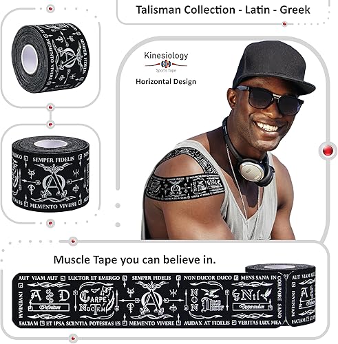Vista 12 de Cinta de kinesiología precortada con dispensador – Cinta muscular deportiva vertical latina – Sintético Negro 16.4 ft 20 tiras – Cinta de Latina