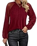 Womens Tops 2025 Trendy Spring Lace Long Sleeve Dressy Casual Blouses Pleated Business Work Shirts Clothing