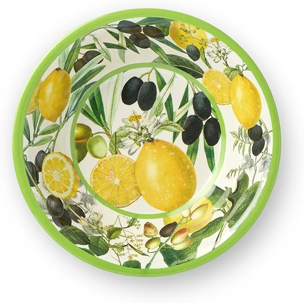 Certified International Limone 7.5-Inch Melamine All-Purpose Bowls - Set of 6, Durable and Scratch-Resistant, Lemon-Themed Bowls for Soups, Salads, Snacks, and Dishwasher-Safe Convenience