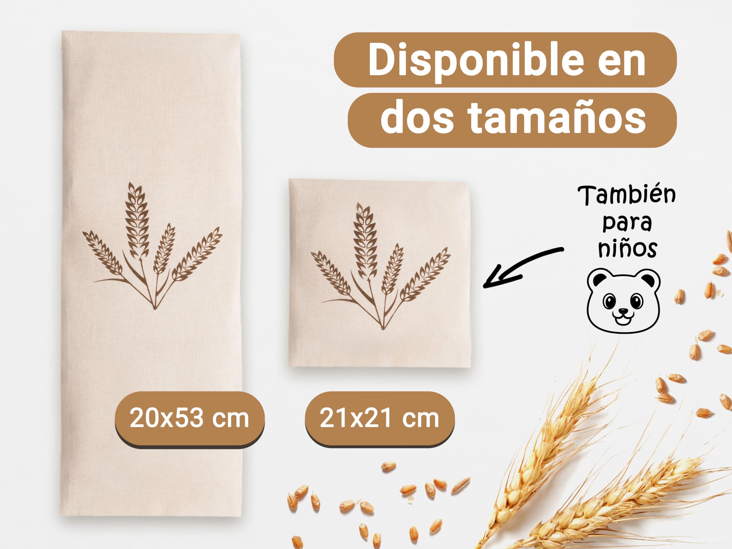 ZOLLNER Saco Semillas Microondas, Bolsa de Semillas - Almohadas termicas lavables 20x53 cm, retención de calor y frio