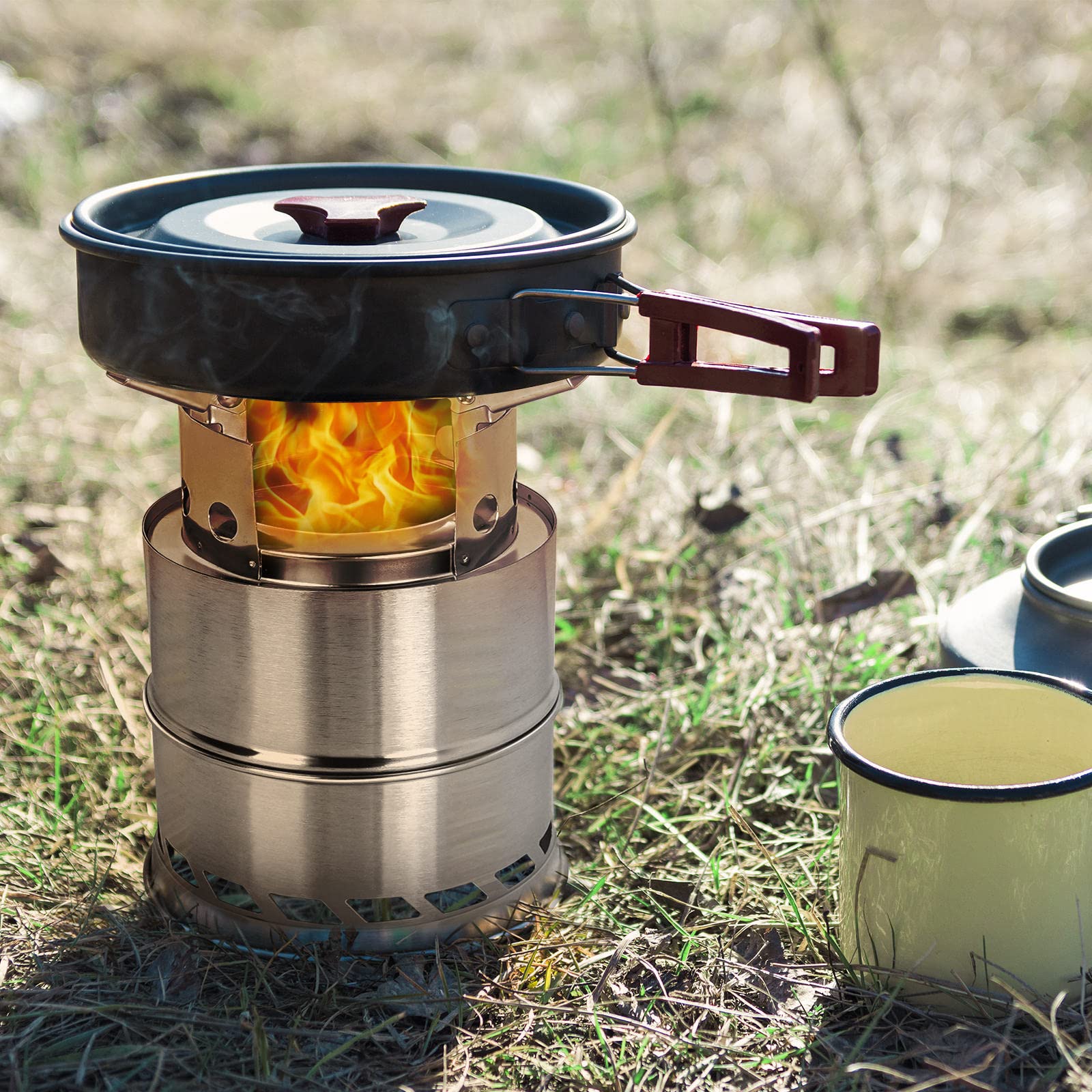 Poêle à bois pliable, poêle de camping portable à bois, petit réchaud chaud, pour la préparation Poêle à bois pliable, poêle de camping portable à bois, petit réchaud chaud, pour la préparation