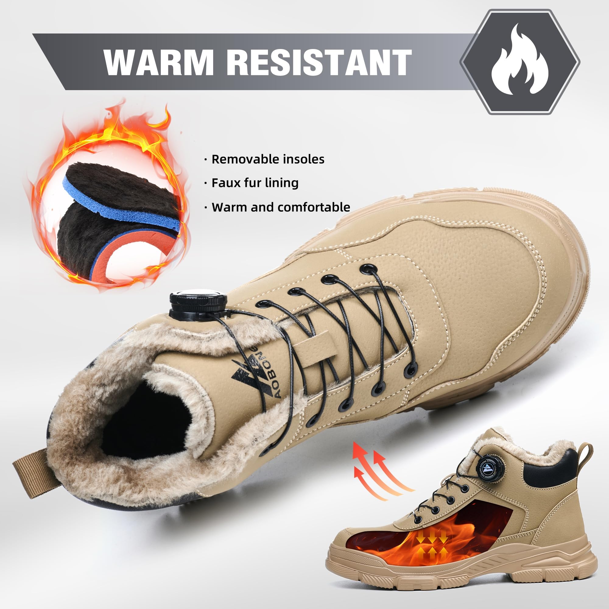 Zapatos de Trabajo para Hombre Zapatos de Seguridad Mujere Invierno Antideslizantes Botas de Seguridad Ligeros Punta de Acero Botas de Trabajo Impermeable
