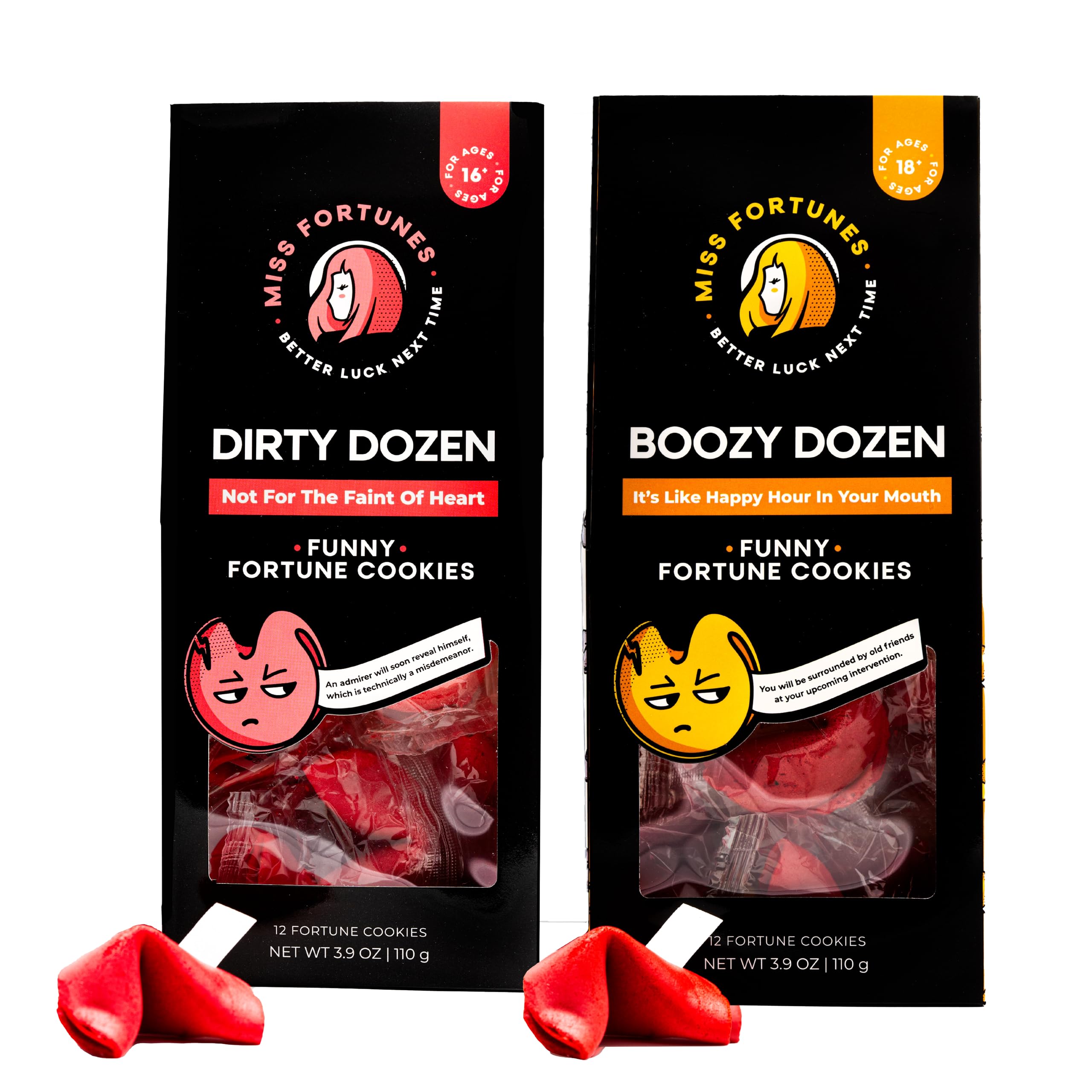 Miss Fortunes, Funny Fortune Cookies, The Two-Pack Shakur (Multi-pack of 2 Dozen Cookies) (Dirty Dozen + Boozy Dozen), 24.0 Count