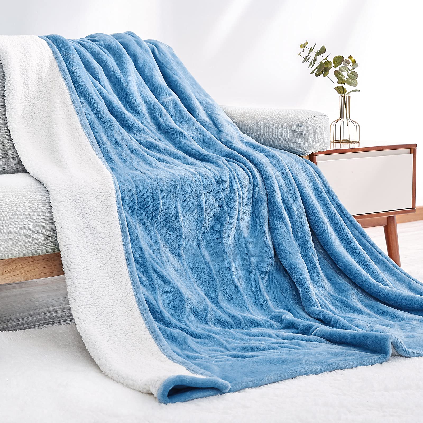 Electric Heated Blanket Twin Size 62"x 84" Flannel & Shu Velveteen Reversible, Fast Heating and for Full Body Warming with...
