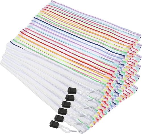 YOKIVE Paquete de 6 bolsas de malla para cosméticos, estuches de nailon A5 | Coloridas bolsas de maquillaje con cremallera para organizar viajes,