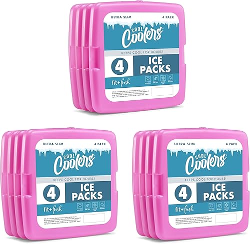 Cool Coolers by Fit + Fresh, Reusable & Long-Lasting Slim Ice Packs, Cold Packs for Lunch Boxes, Ice Packs for Lunch Bags