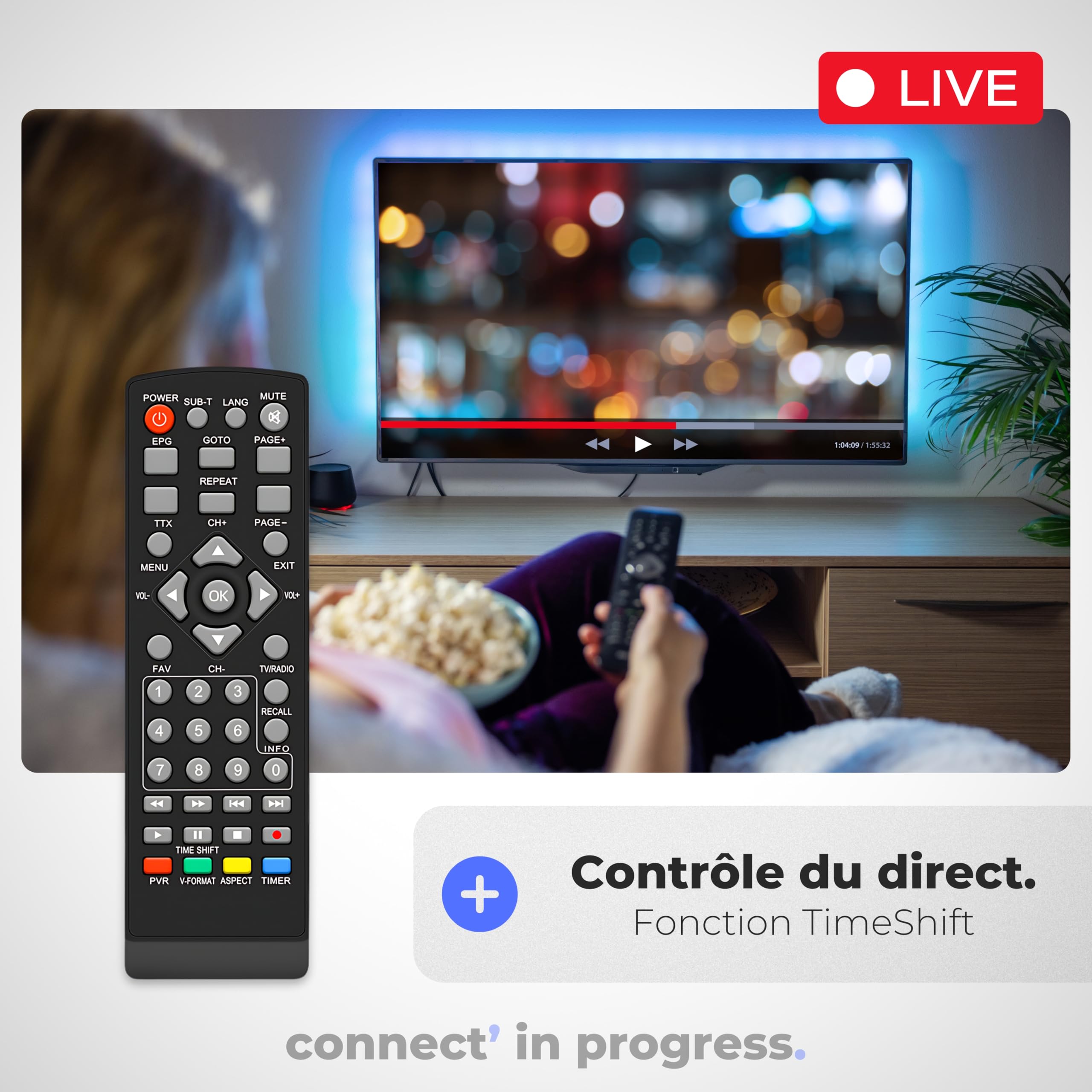 APM Décodeur TNT Full HD 1080p H.265 HEVC DVB-T2 DVB-C HDMI Péritel USB Coax