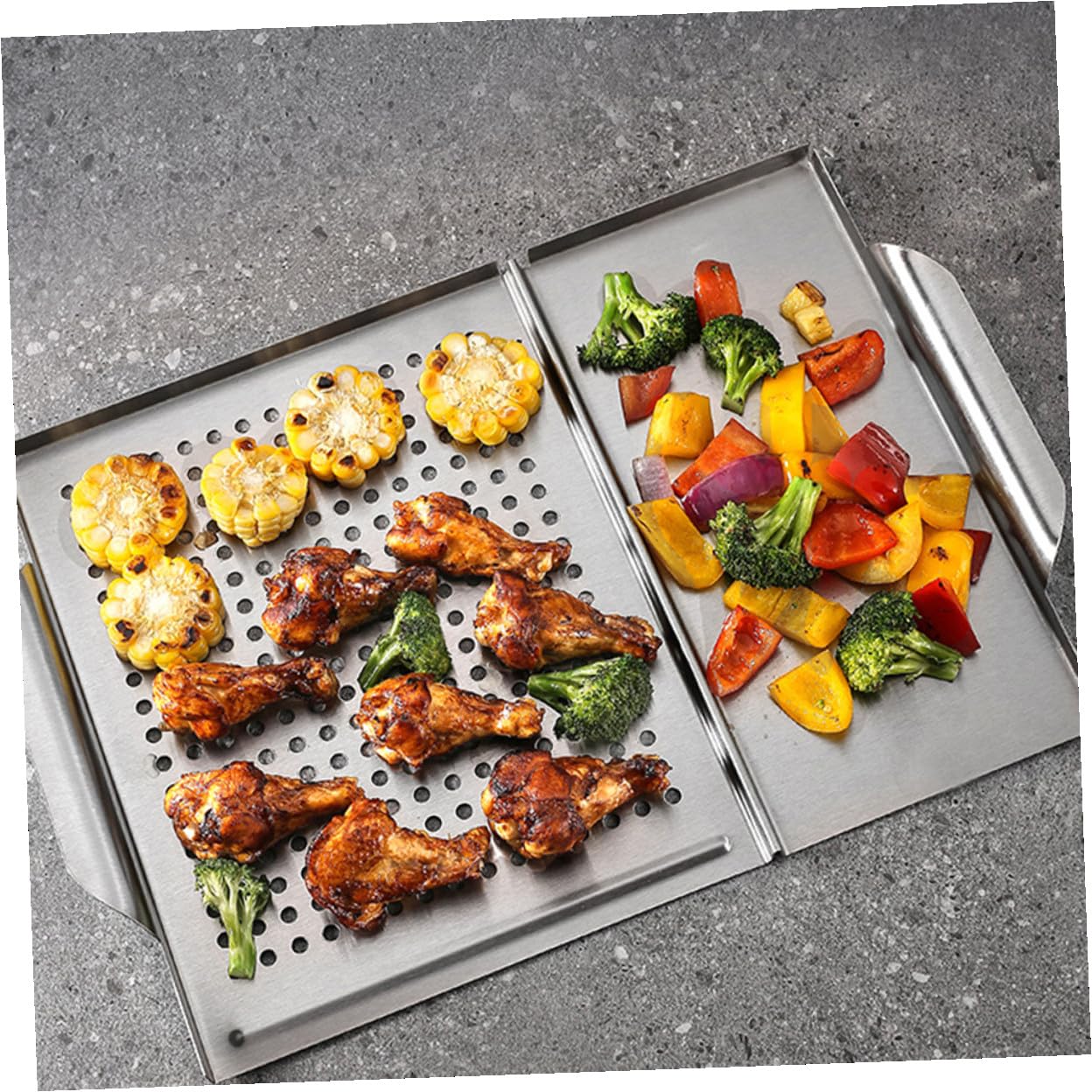 Piastra Antiaderente per Barbecue in Acciaio Inox Quadrata, Padella per Grigliare Versatile per Casa e Buffet, Teglia da Forno Resistente e Facile da Pulire per Grigliate all’Aperto