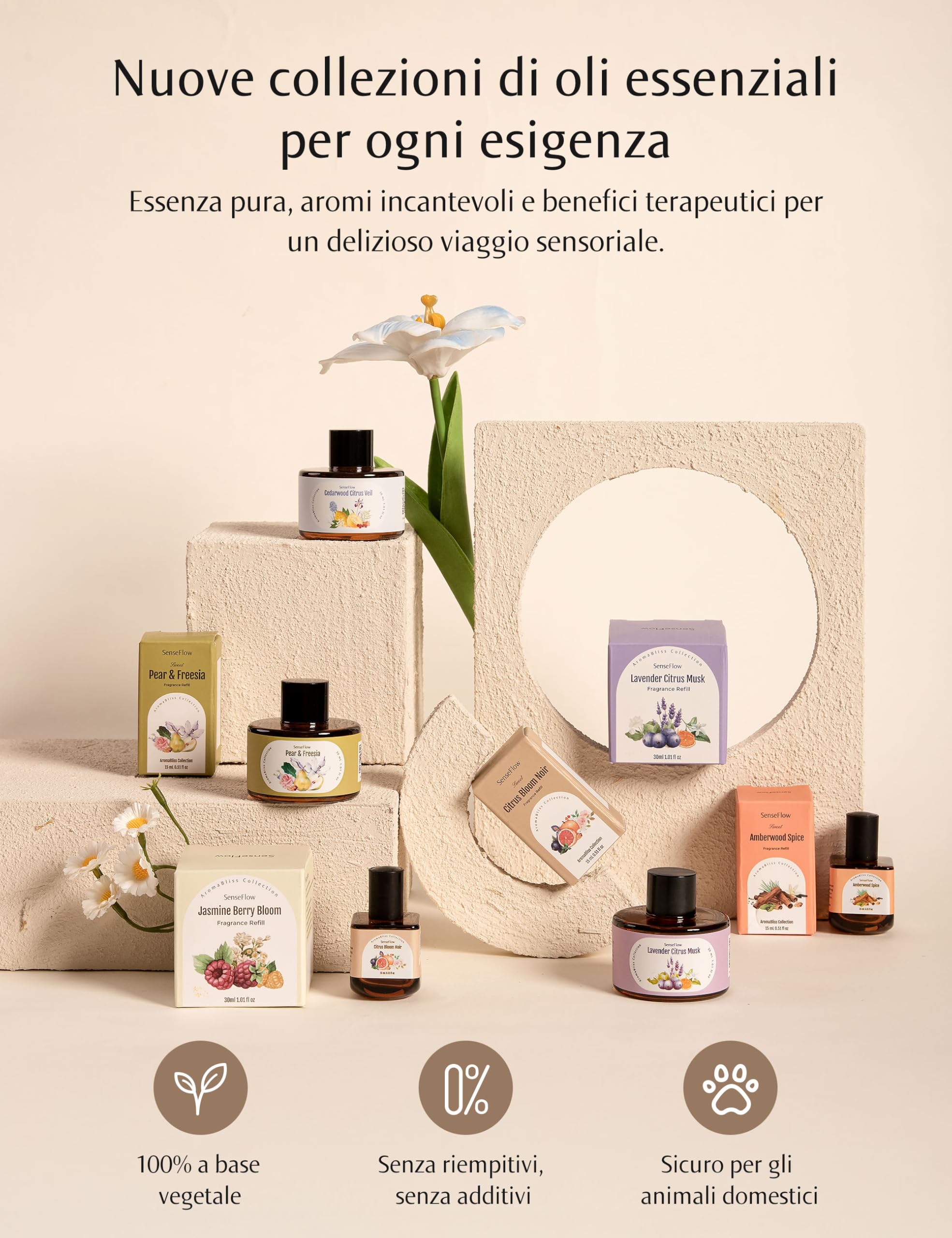 Wi-Fi Diffusore di Oli Essenziali SF101S 100% Vegetale Aroma 120 Giorni Luce LED