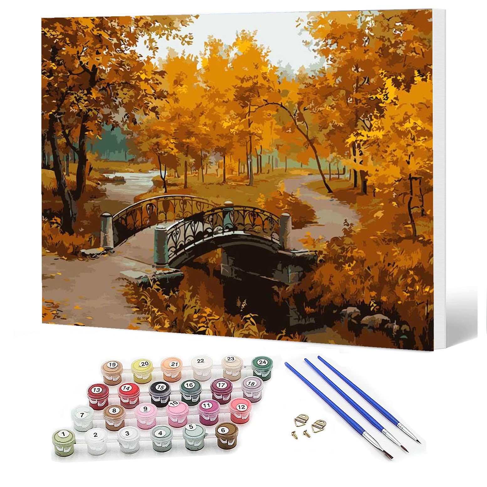 Ediximi Paint by Numbers Kit for Adults DIY Paint by Number 12" x 16" Canvas with Wooden Frame Drawing Arts and Crafts for Adults and Beginners,Paths in Autumn