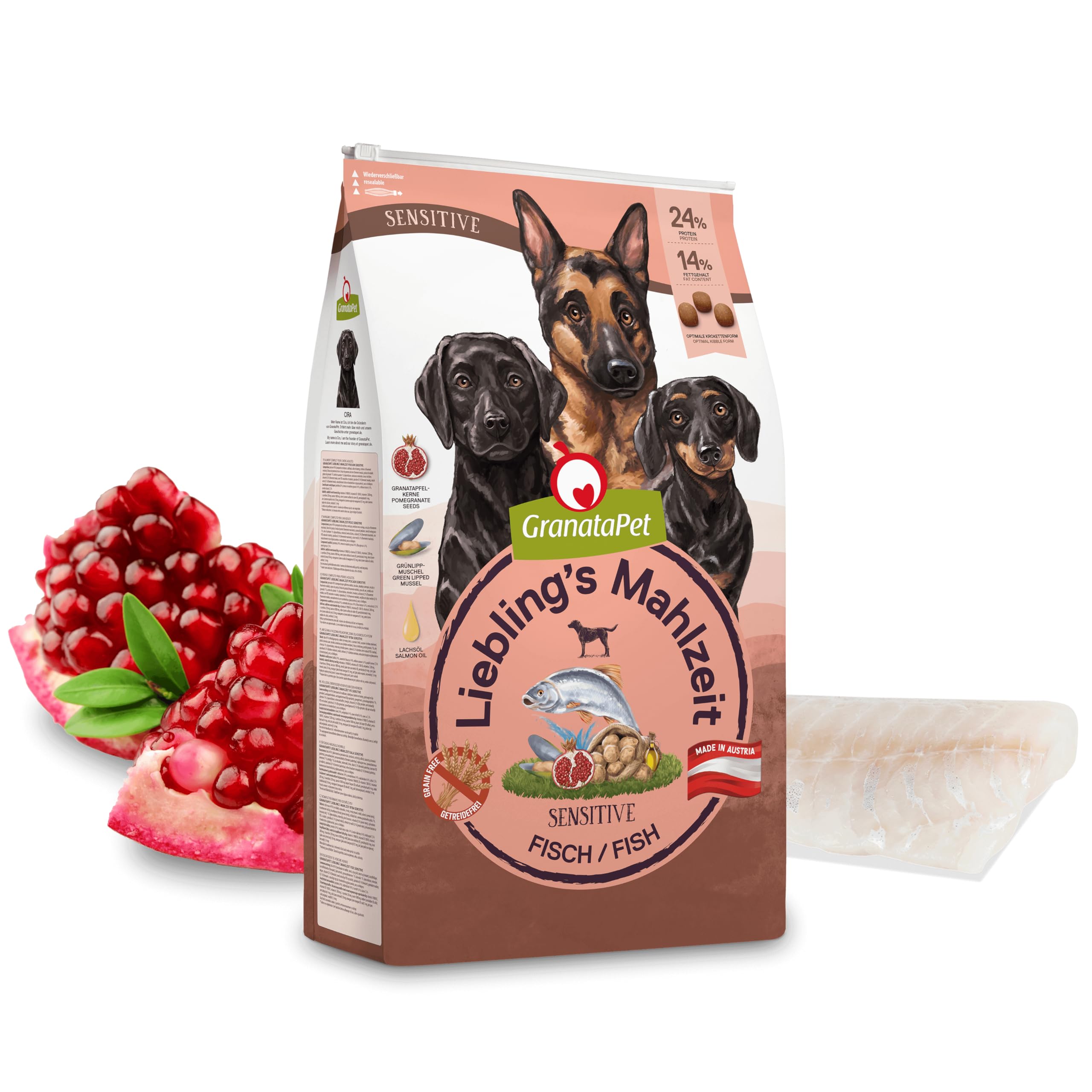 GranataPet Lieblings's Mahlzeit Fish Sensitive, Comida Seca para Perros, Comida para Perros sin Cereales y sin azúcares, pienso Completo, 10 kg