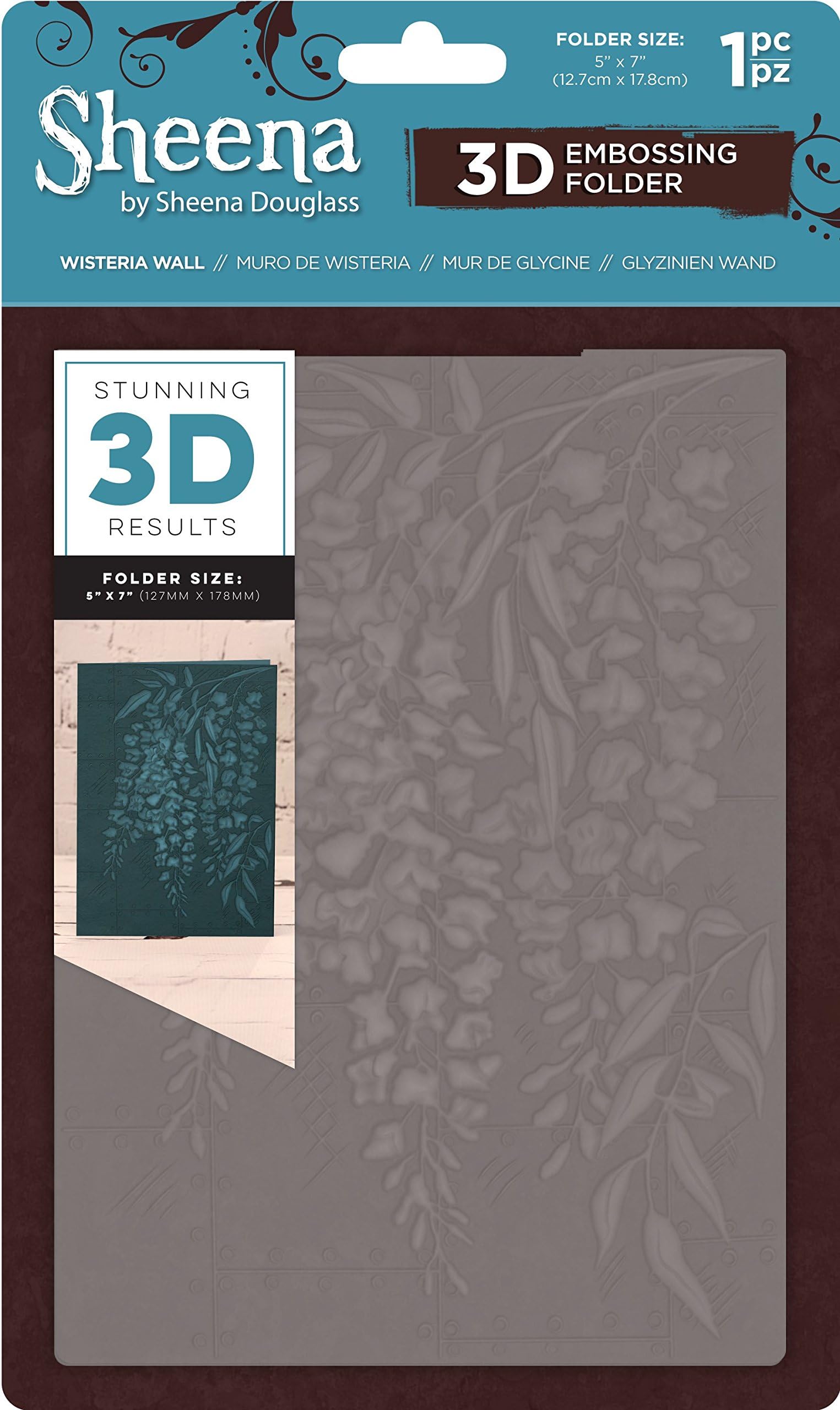 Sheena Douglass 3D Embossing Folder 5x7-Wisteria Wall, 15 x 0.6 x 25.1 cm