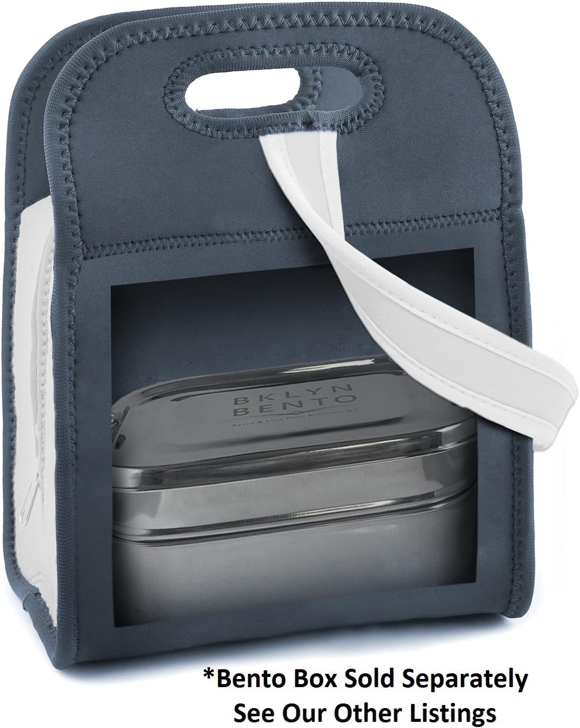 Neoprene Lunch Bag – Tiffin Bag – Eco Friendly Insulated Bento Bag With Zipper And Strap For Boys Girls Kids Teen & Adults. Lunch Tote, Lunch Box,Food Container for School or Work (White/Black)